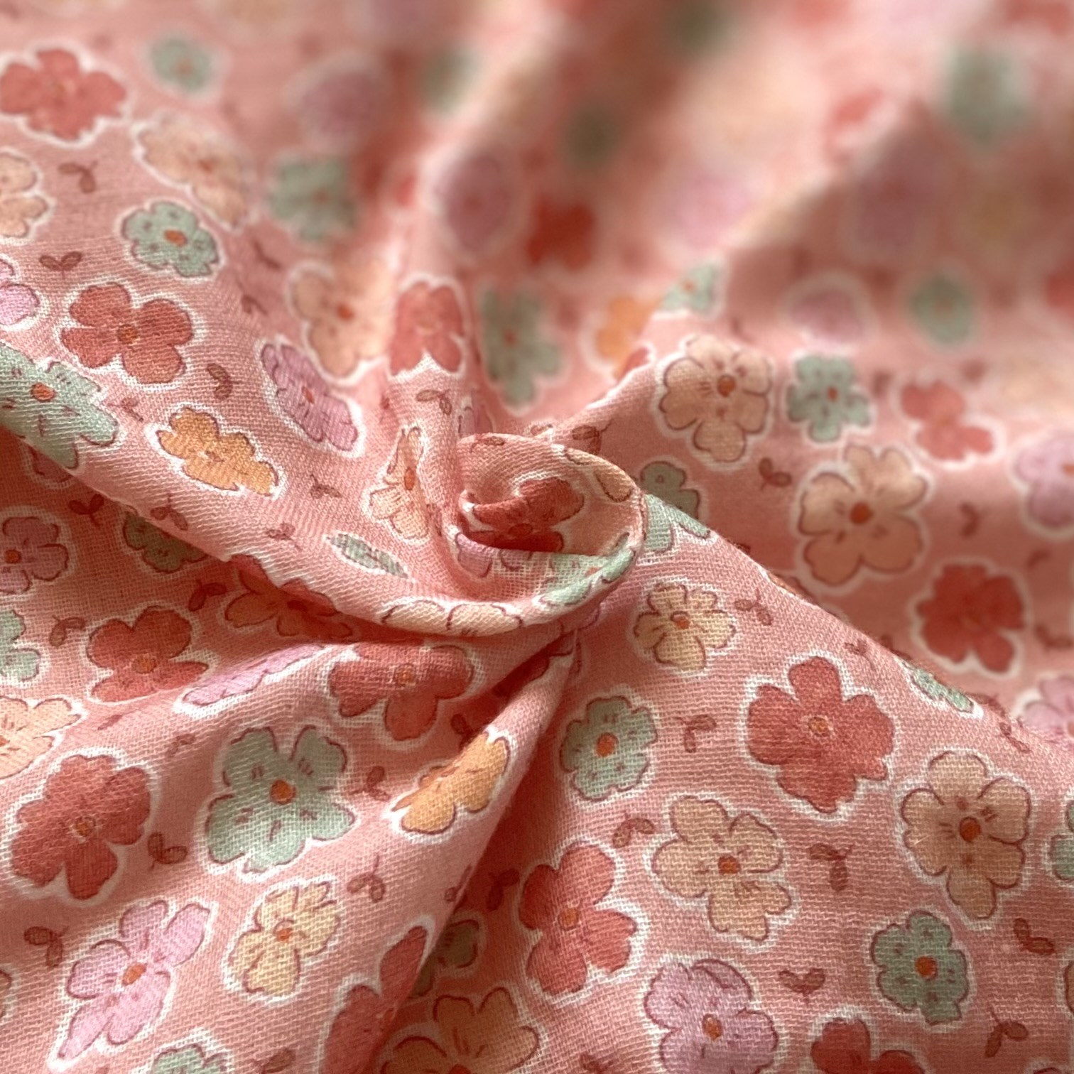 Cute Daisies - Pink Müslin Kumaş
