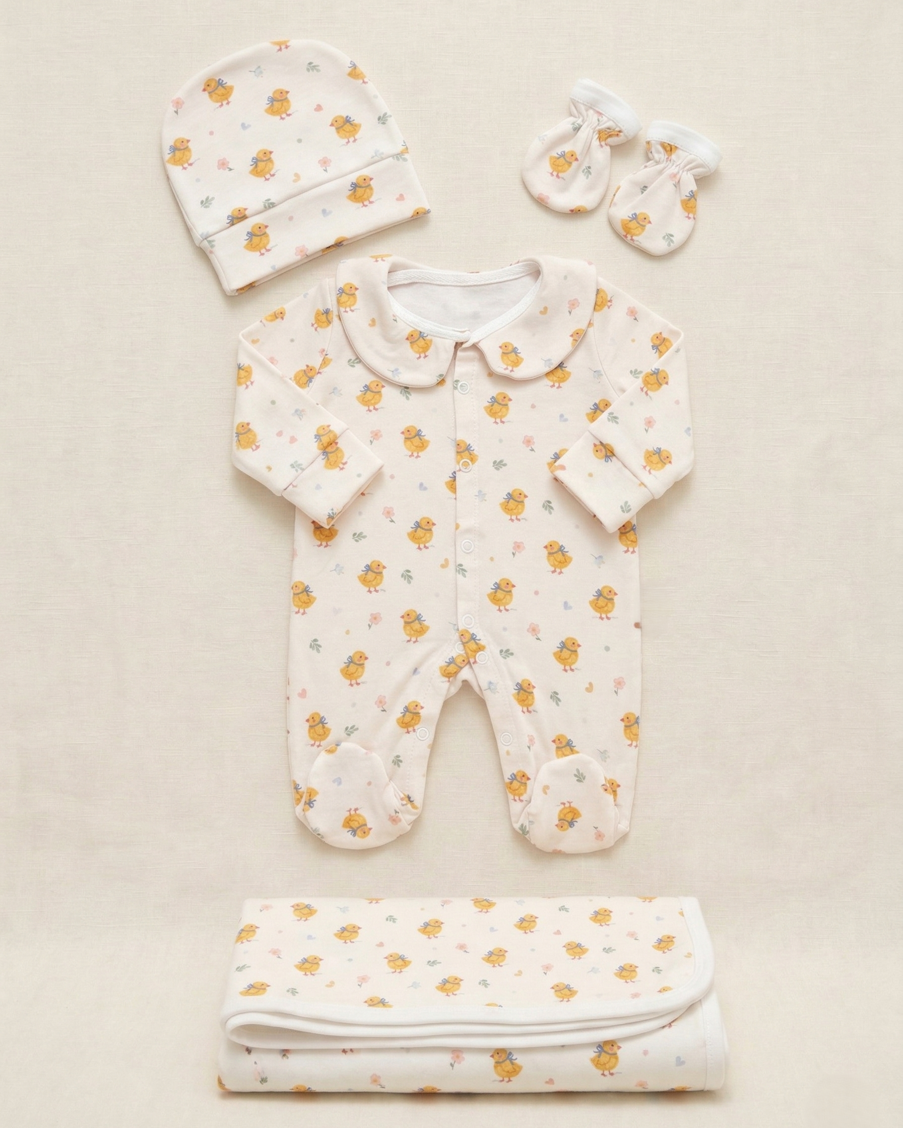 Little Chick 4 Parça Hastane Çıkışı Seti %100 Pamuk