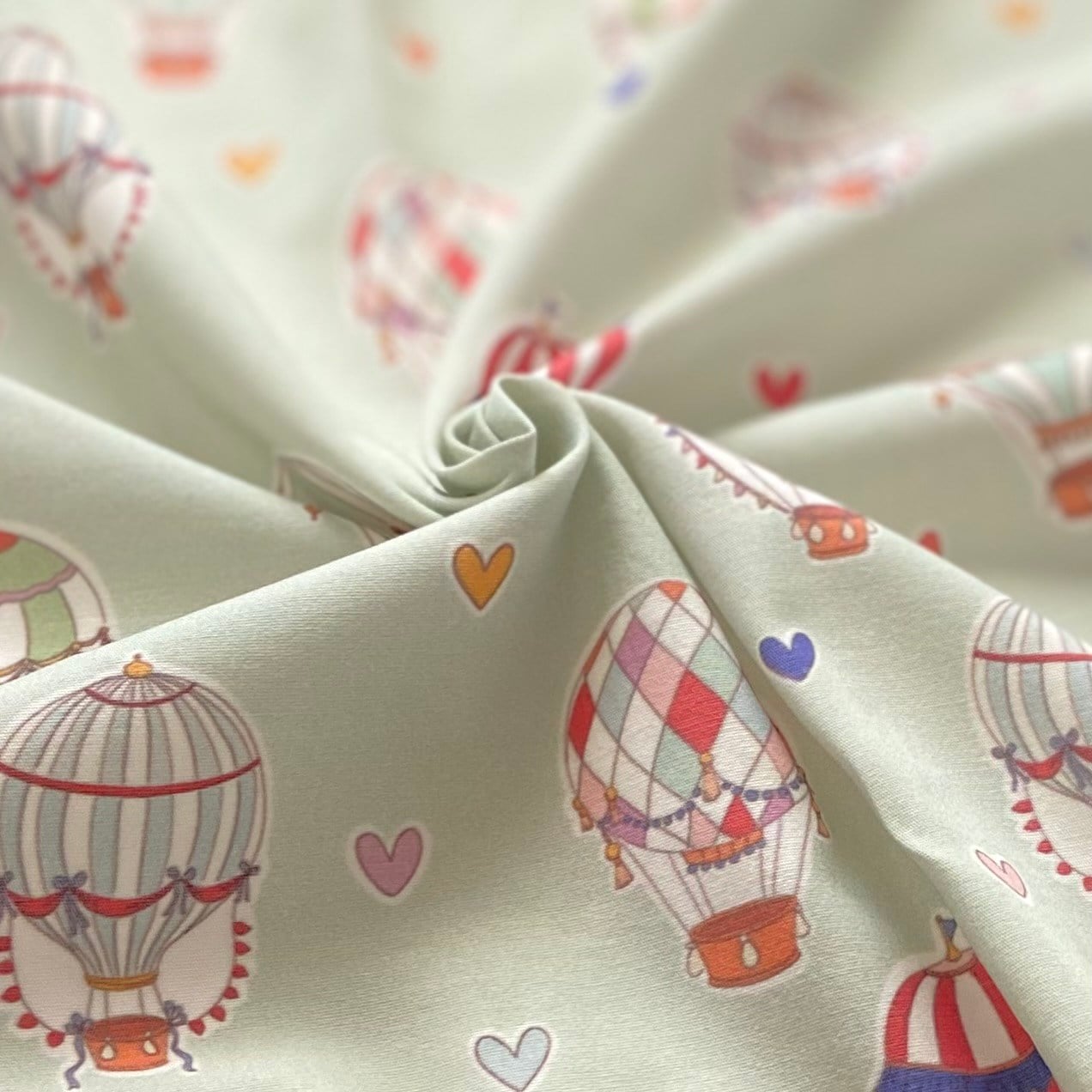 Up in the Skies - Mint Poplin Kumaş