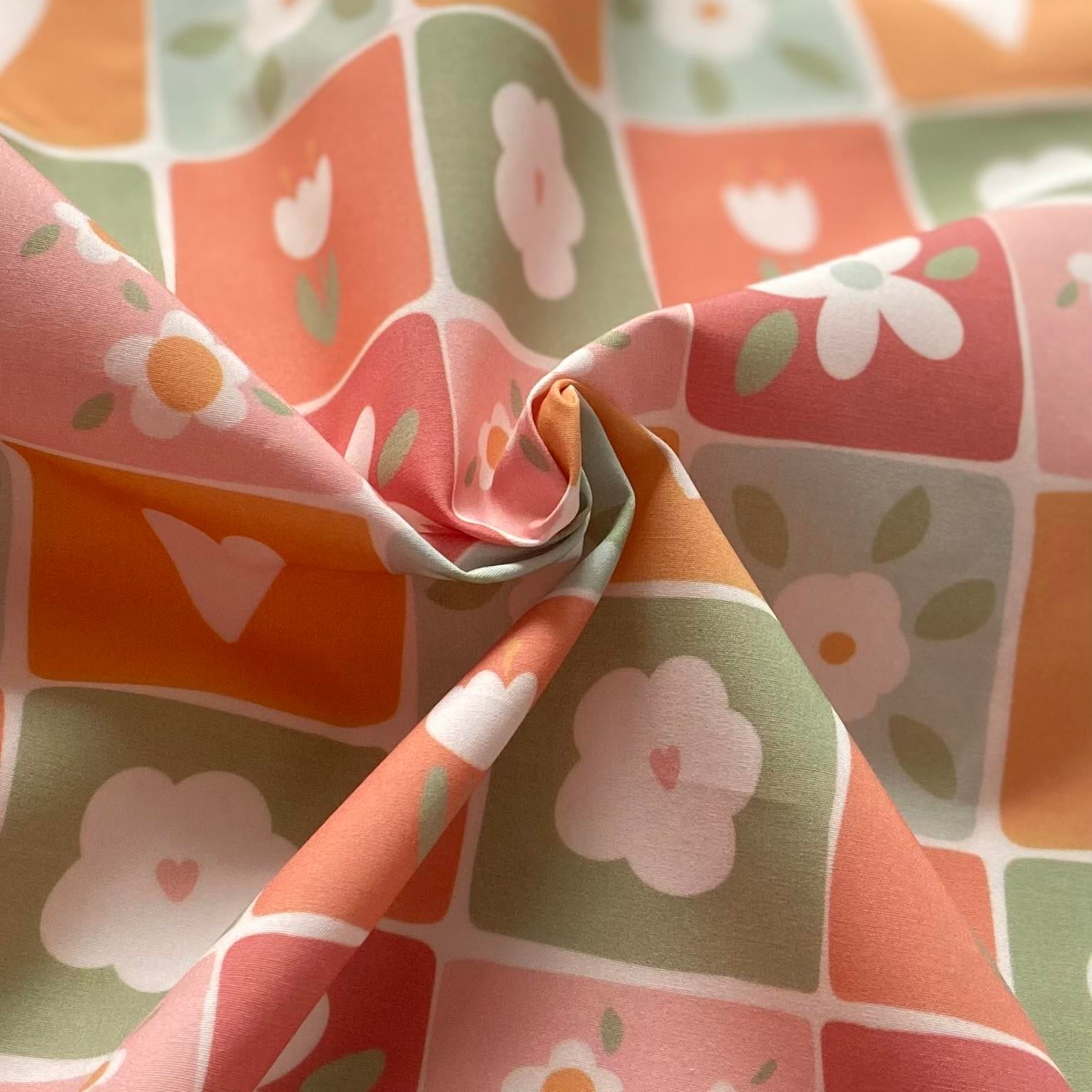 Zezig Boho Squares Poplin Kumaş