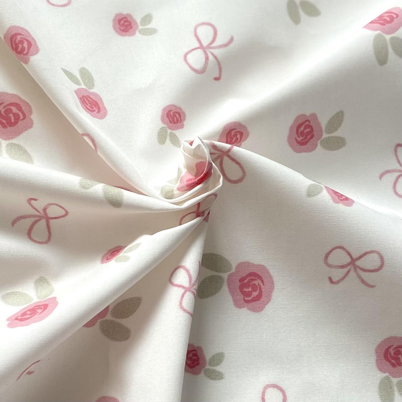 Zezig Bows and Roses Poplin Kumaş