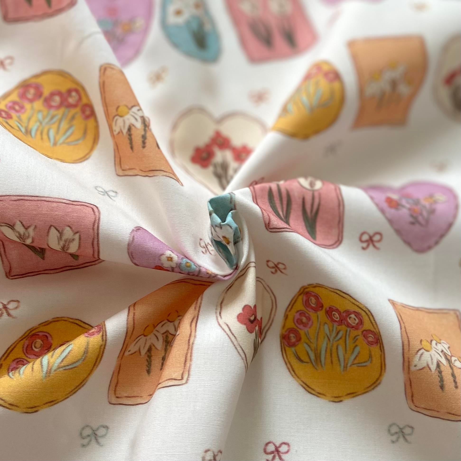 Zezig Flower Frames Poplin Kumaş