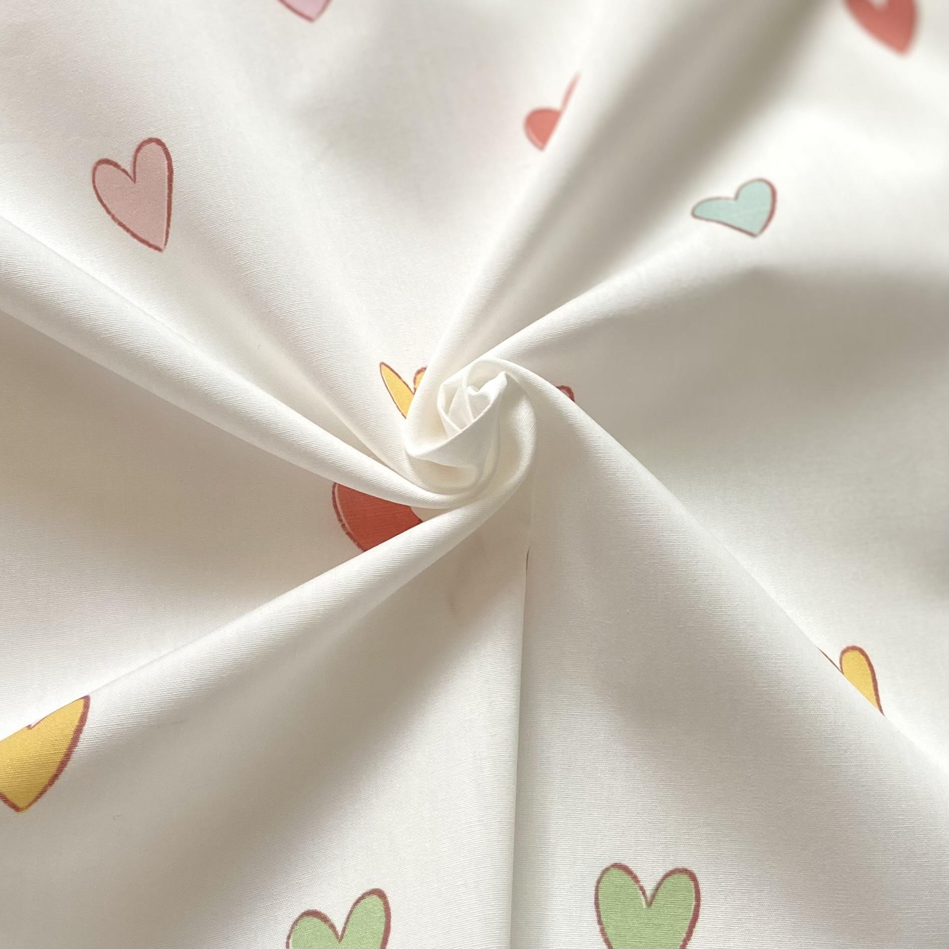 Zezig Pastel Hearts Poplin Kumaş
