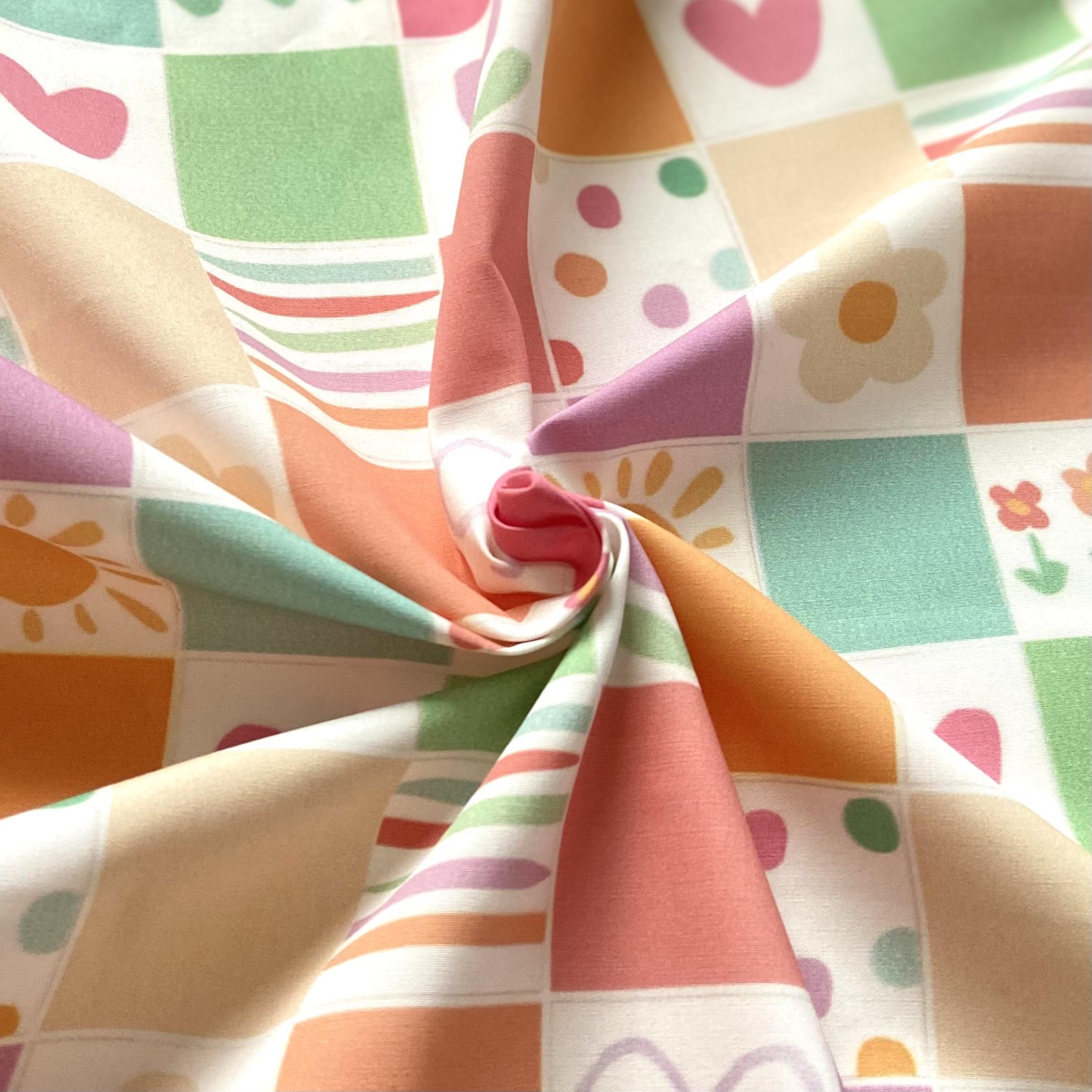 Zezig Pastel Patches Poplin Kumaş