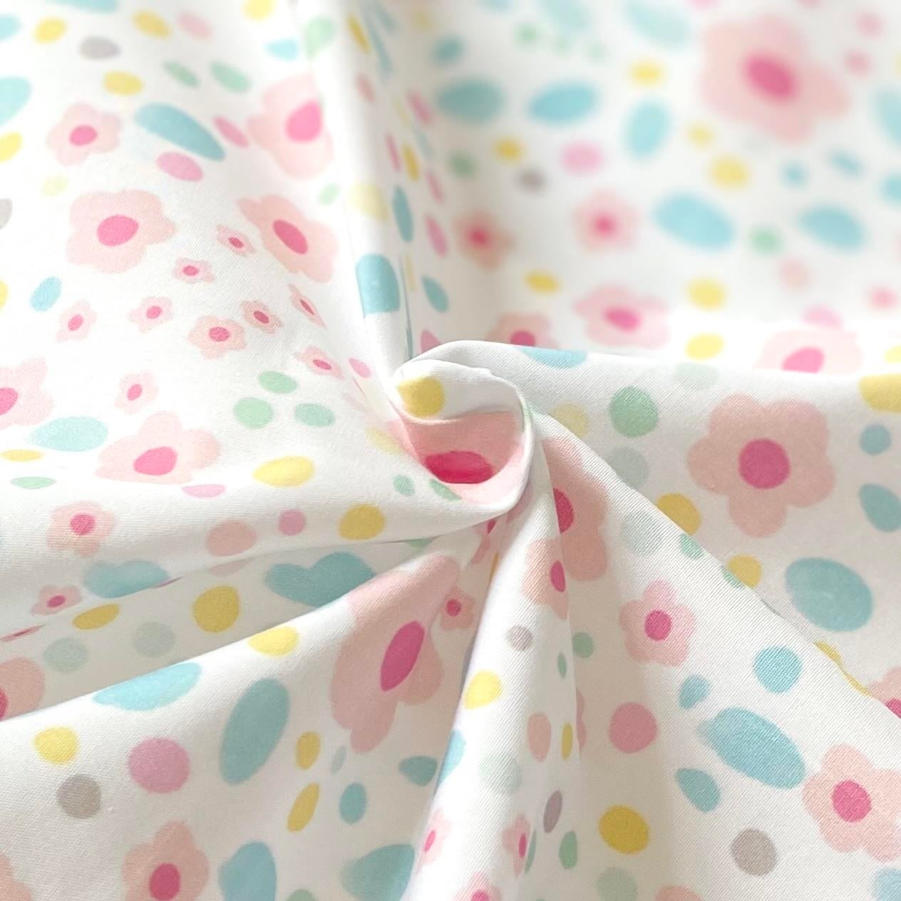 Zezig Pink Daisy Poplin Kumaş