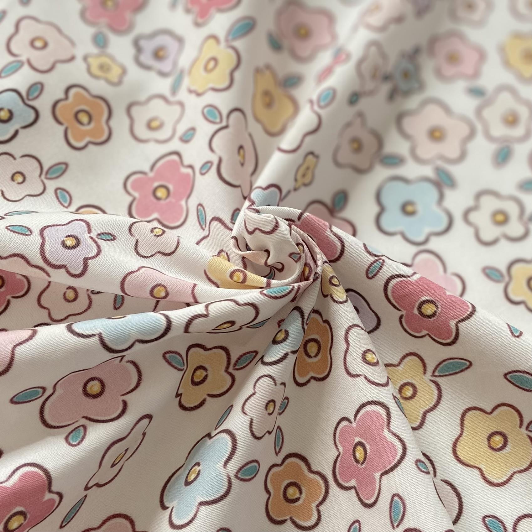 Zezig Renkli Papatiş Poplin Kumaş