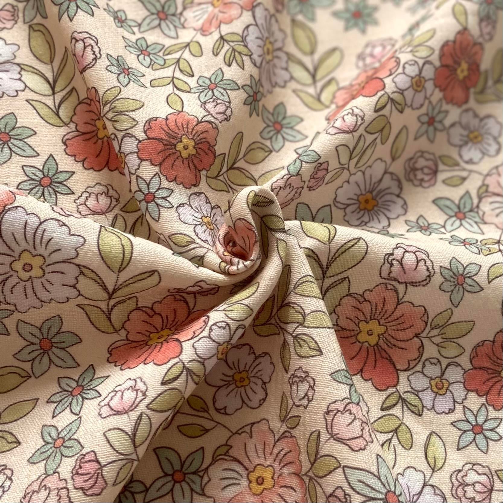 Zezig Retro Floral Müslin Kumaş