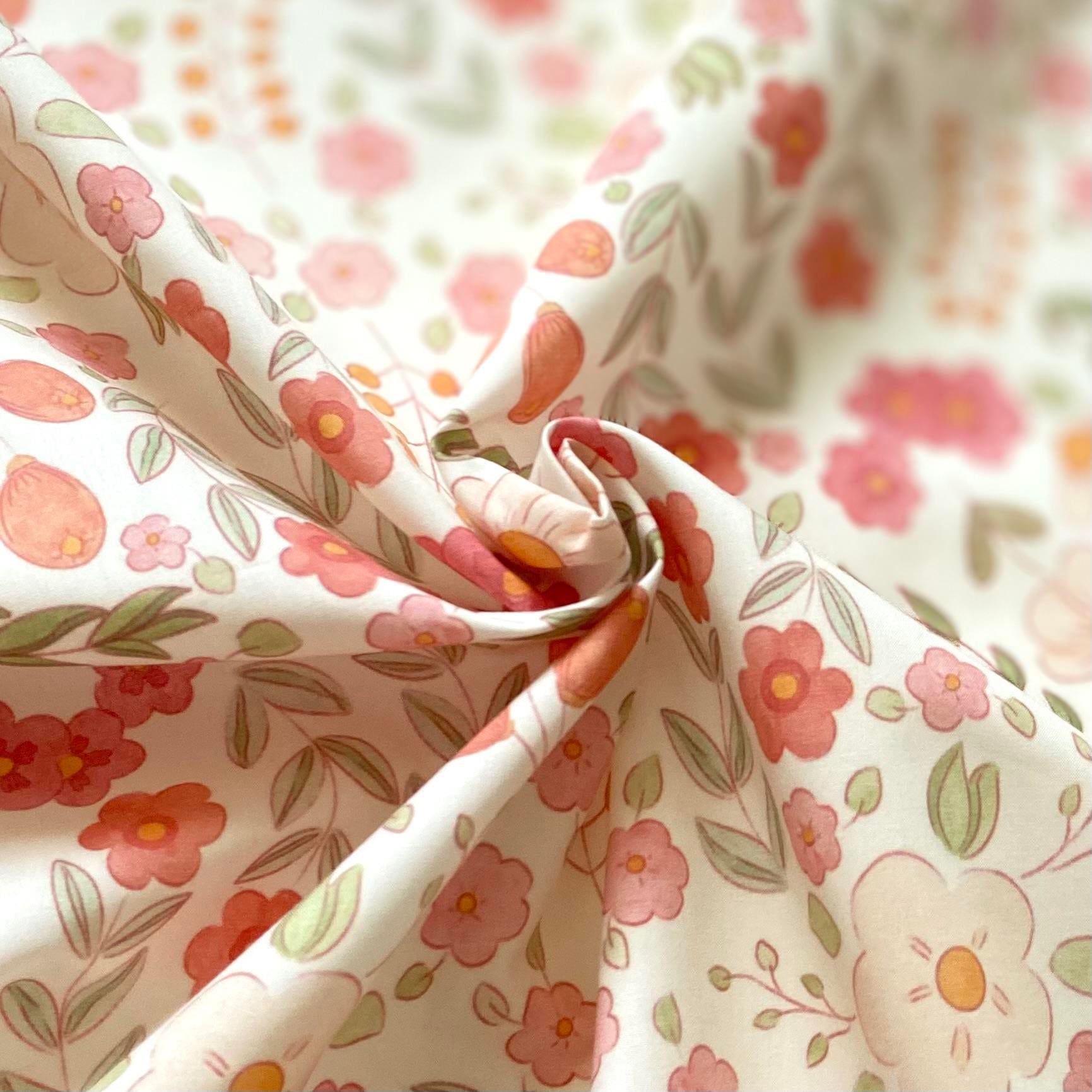 Zezig Watercolor Flowers Poplin Kumaş