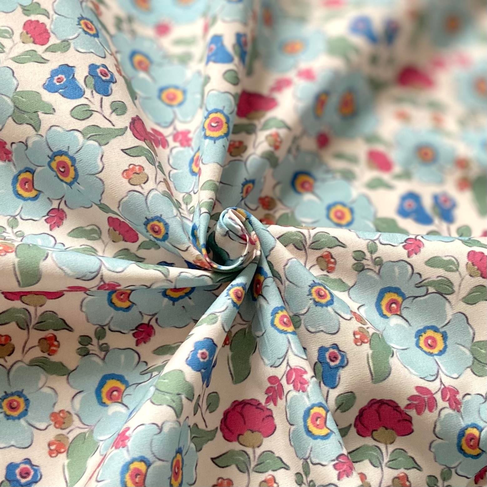 Blue Petals Poplin Kumaş