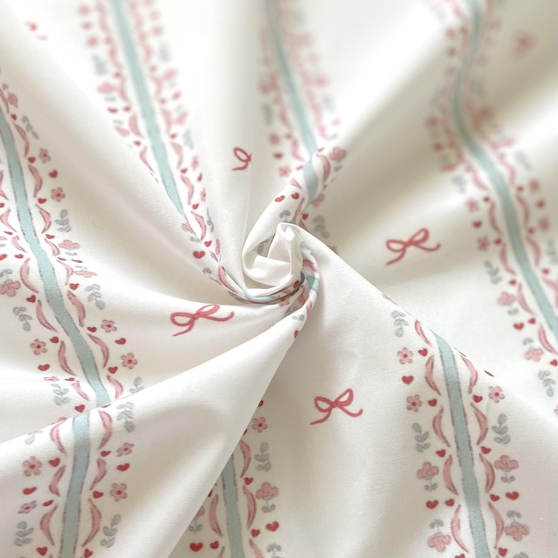 Bow Line Blue Striped Poplin Fabric