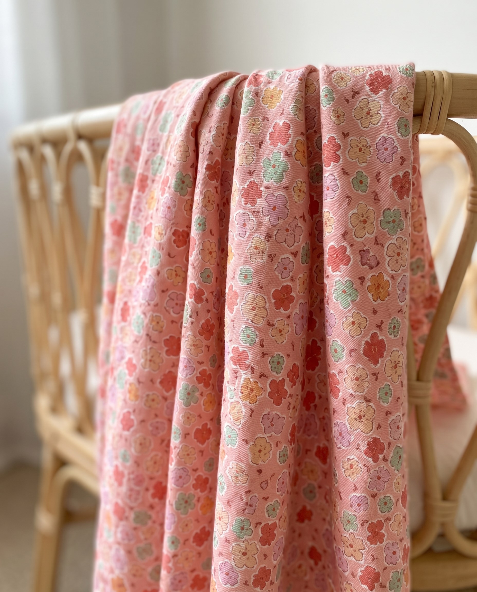 Cute Daisies - Pink  Müslin Örtü