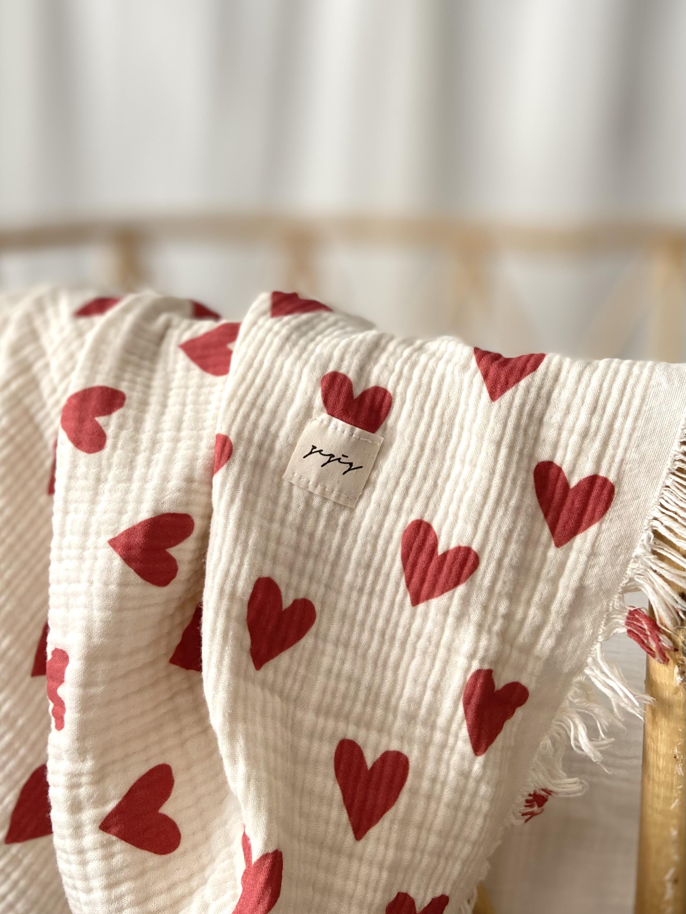 Heart 4-Ply Multi-Purpose Muslin Blanket 1.30 x 1.40