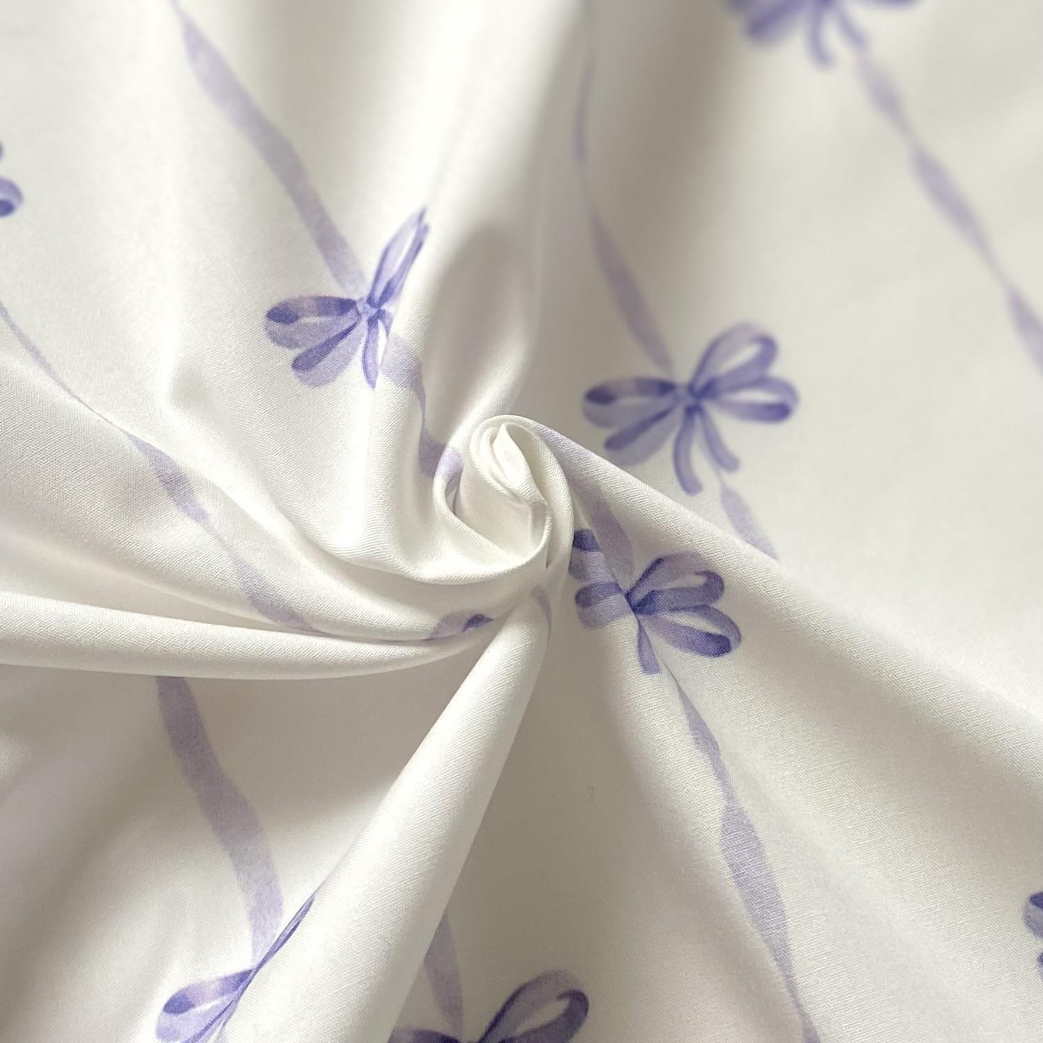 Lilac Bow Poplin Fabric