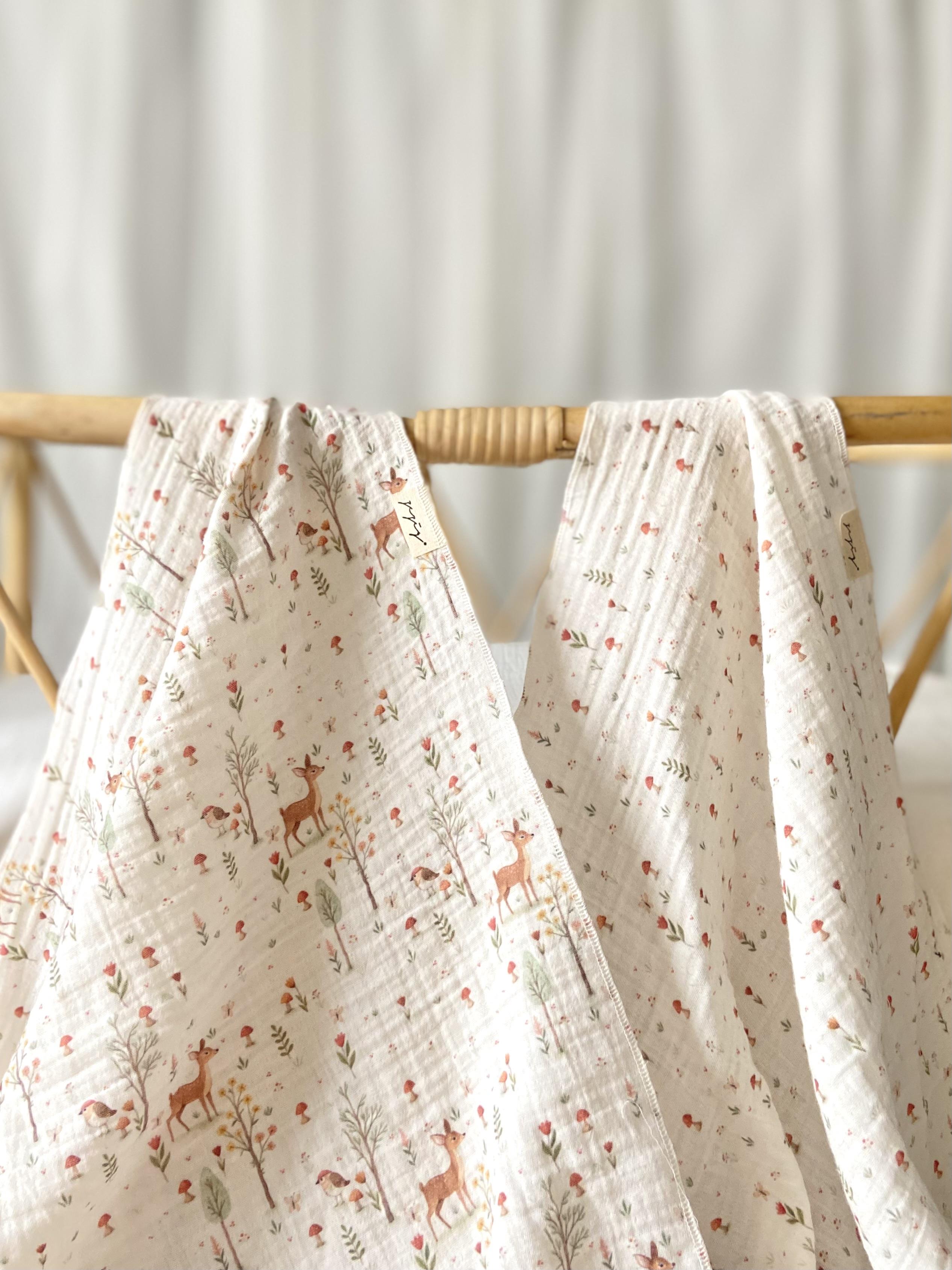 Hello Baby Series 2-Piece Muslin Blanket Set - Bambi 85x85