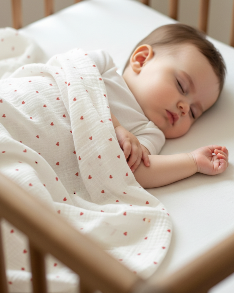 Tiny Heart Muslin Blanket