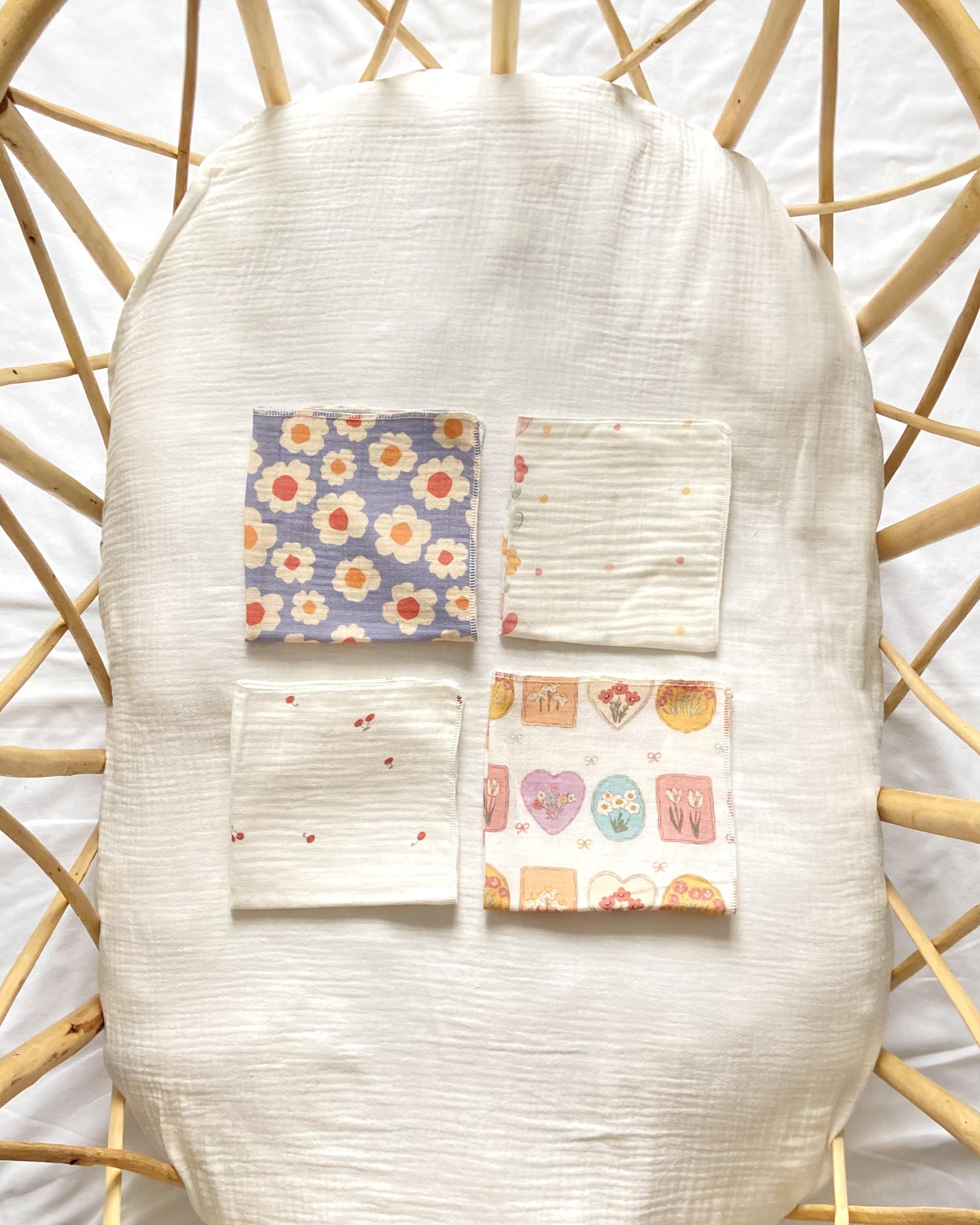 Müslin Mendil Seti (4'lü) - Daisy Blue