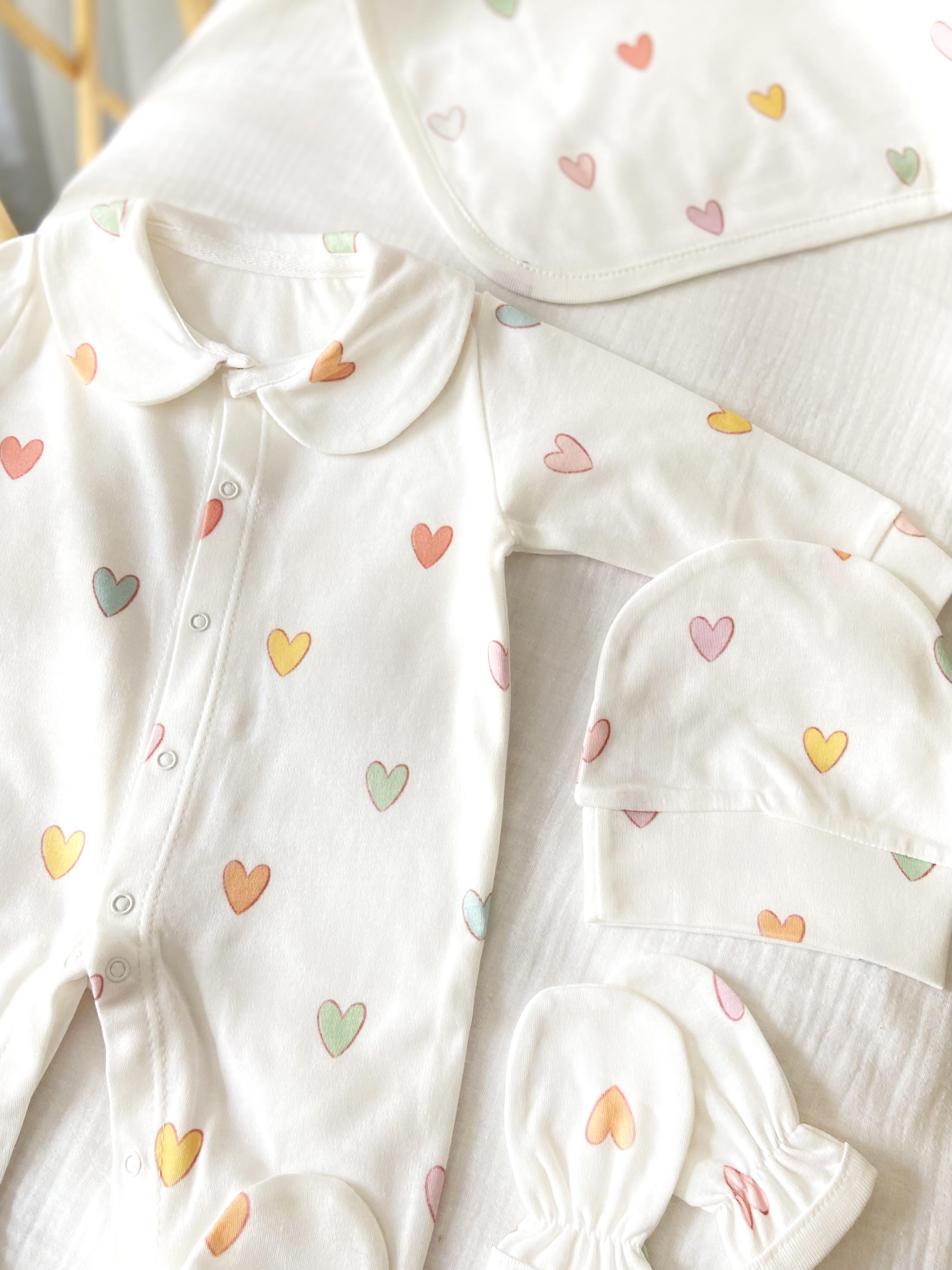 Pastel Hearts 4 Piece Hospital Set 100% Cotton