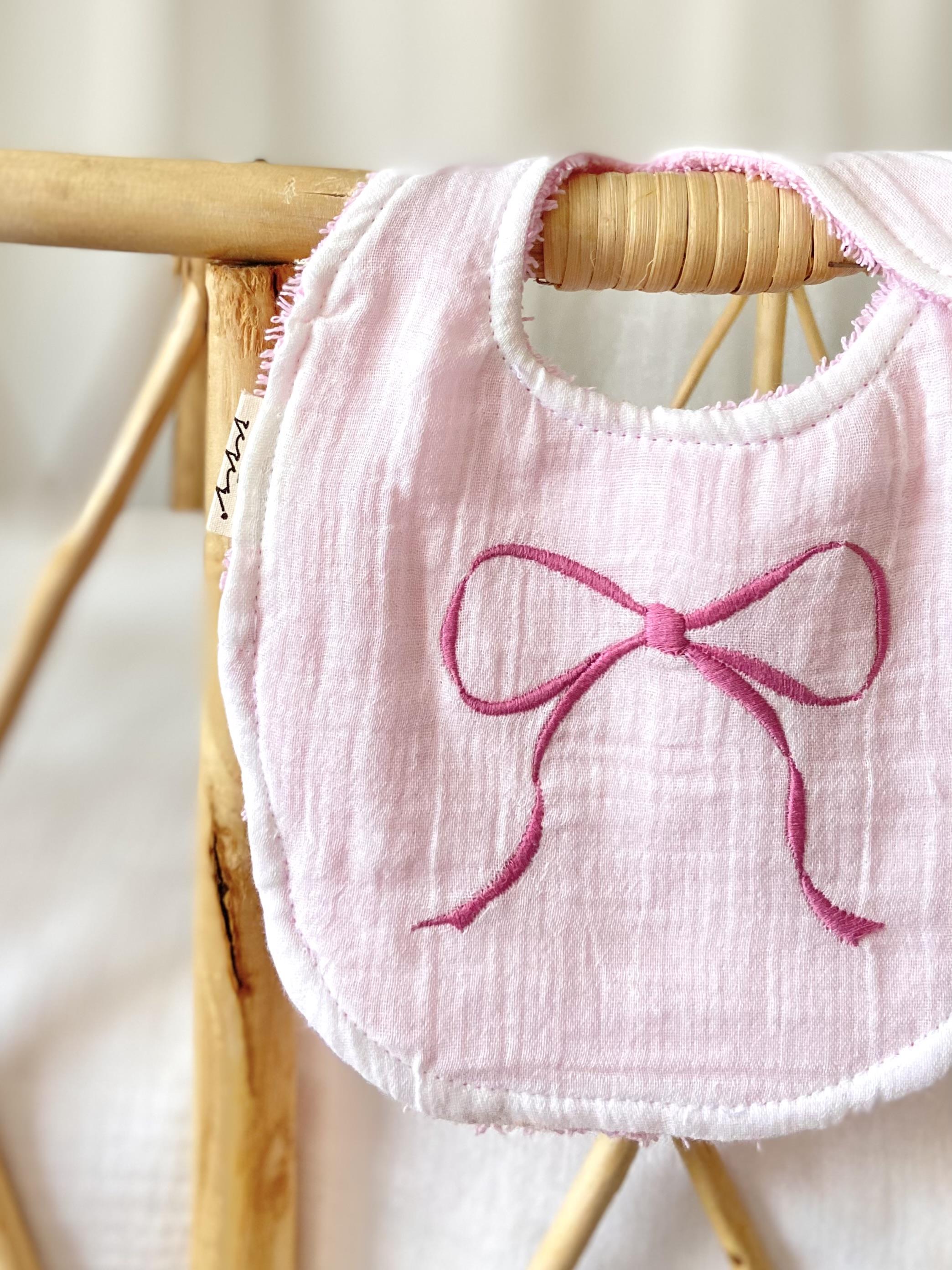 Pink Bow Embroidered Apron