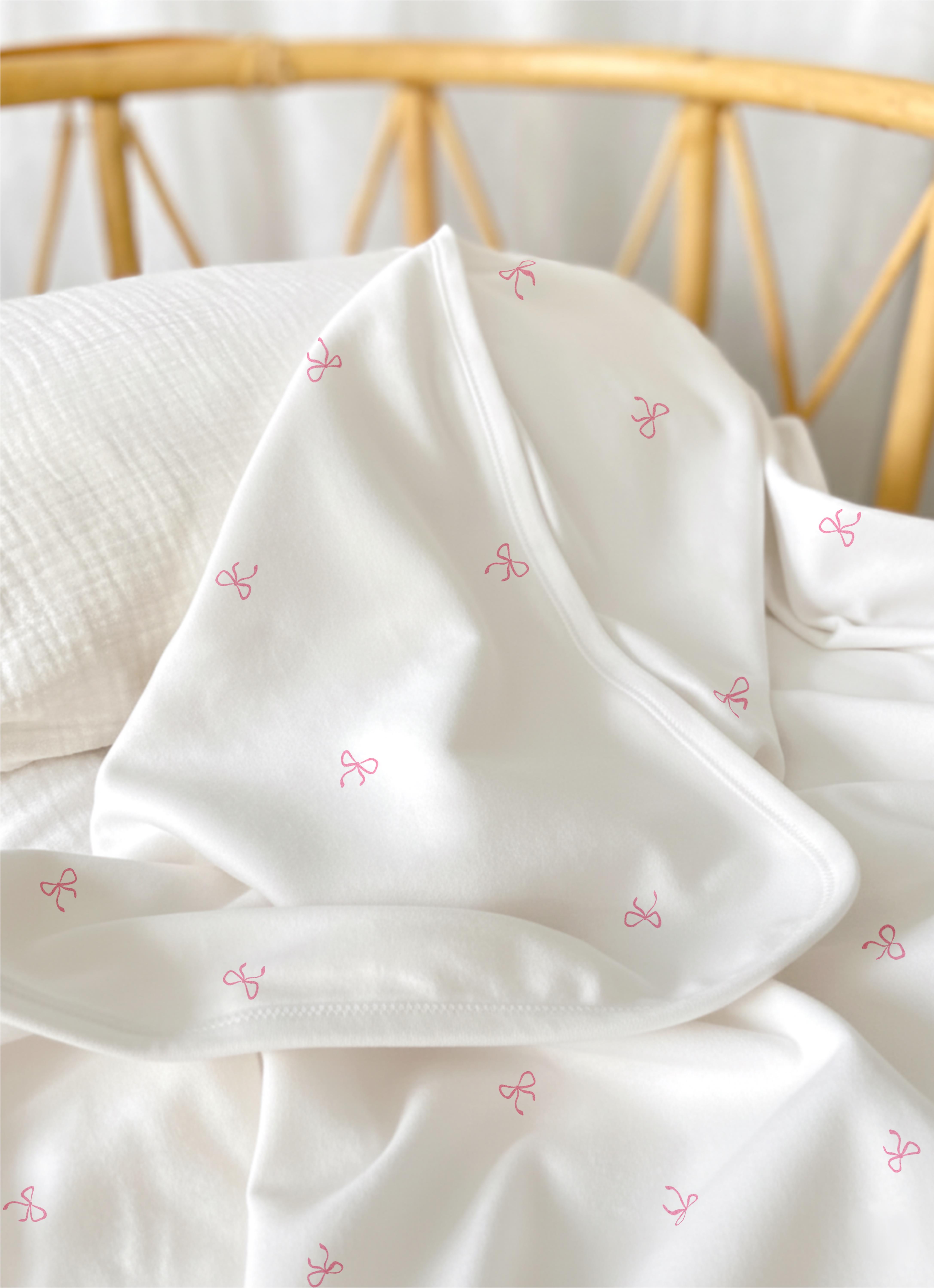 Pink Bows Combed Cotton Blanket