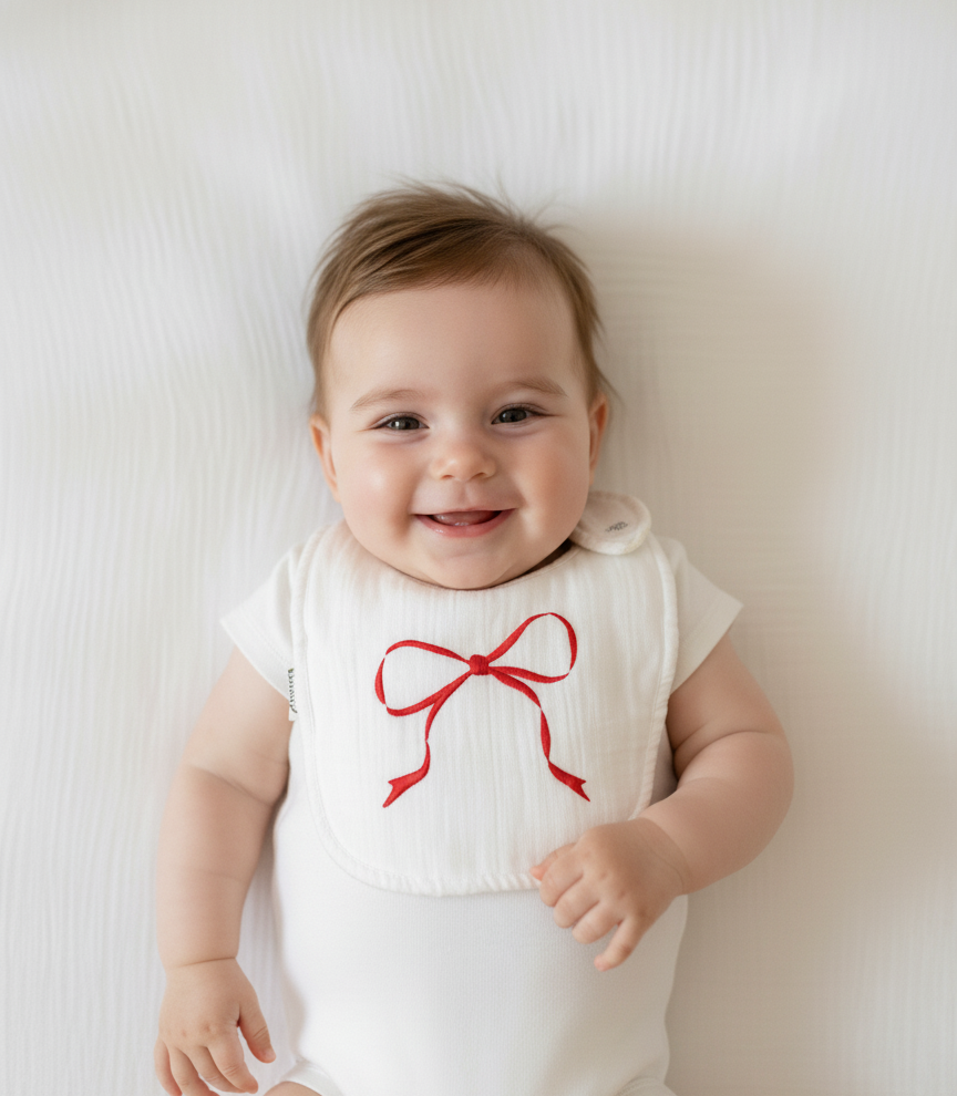 Red Bow Embroidered Apron