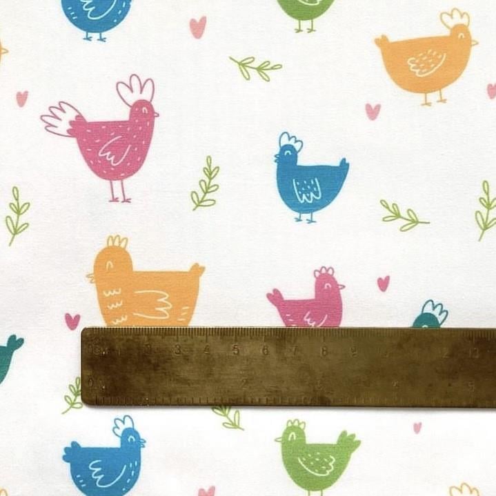 Colorful Chickens Poplin 150x200