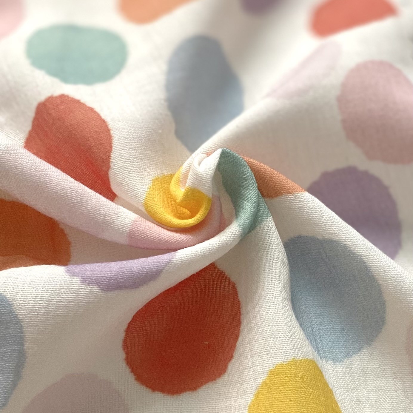 Retro Pastels - Dots Müslin Kumaş