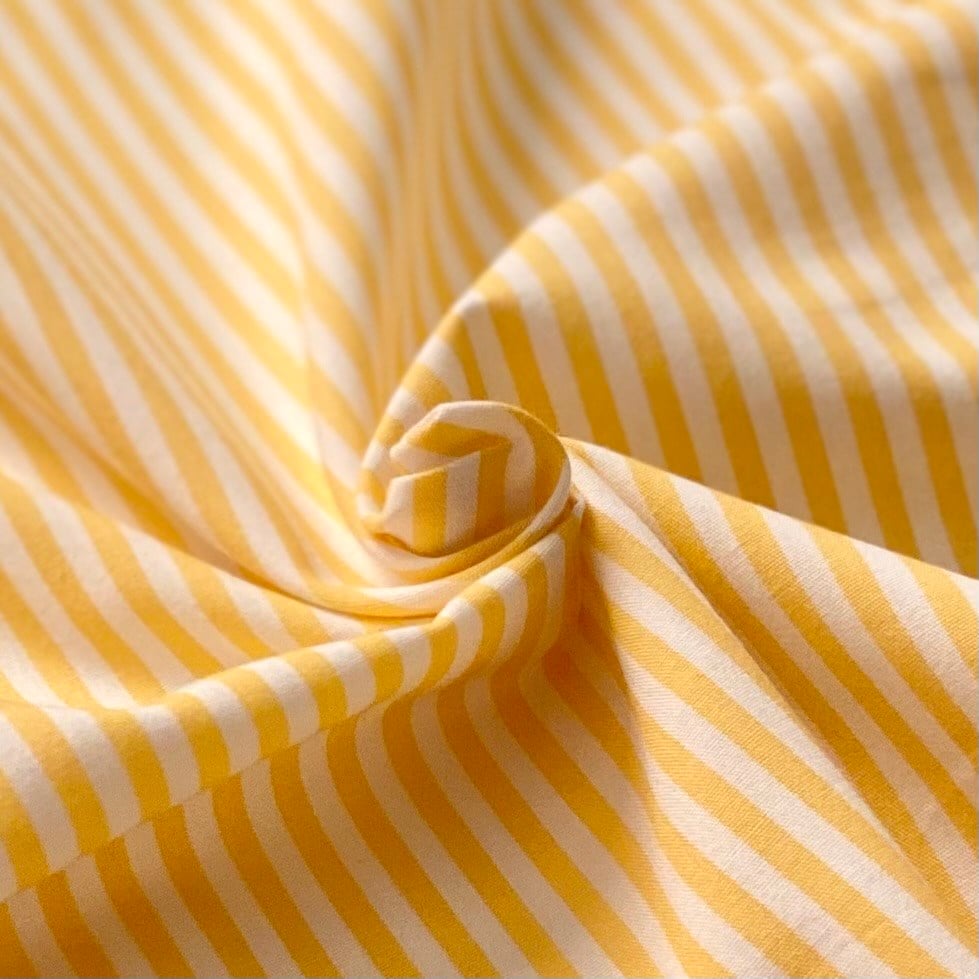 Sarı Çizgili Poplin Kumaş