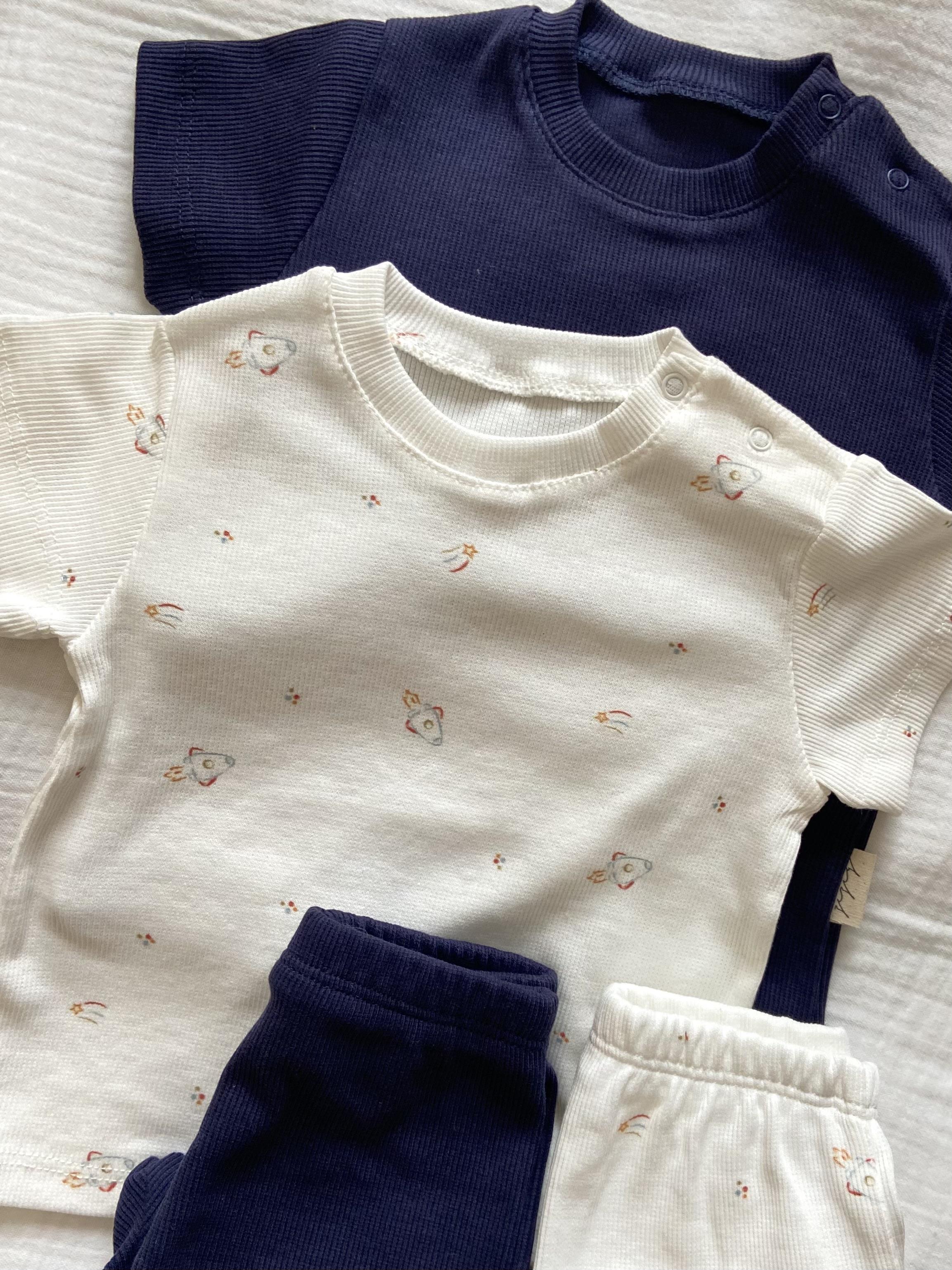 Space Pattern and Navy Blue 2 Piece Camisole Top and Bottom Set 100% Cotton
