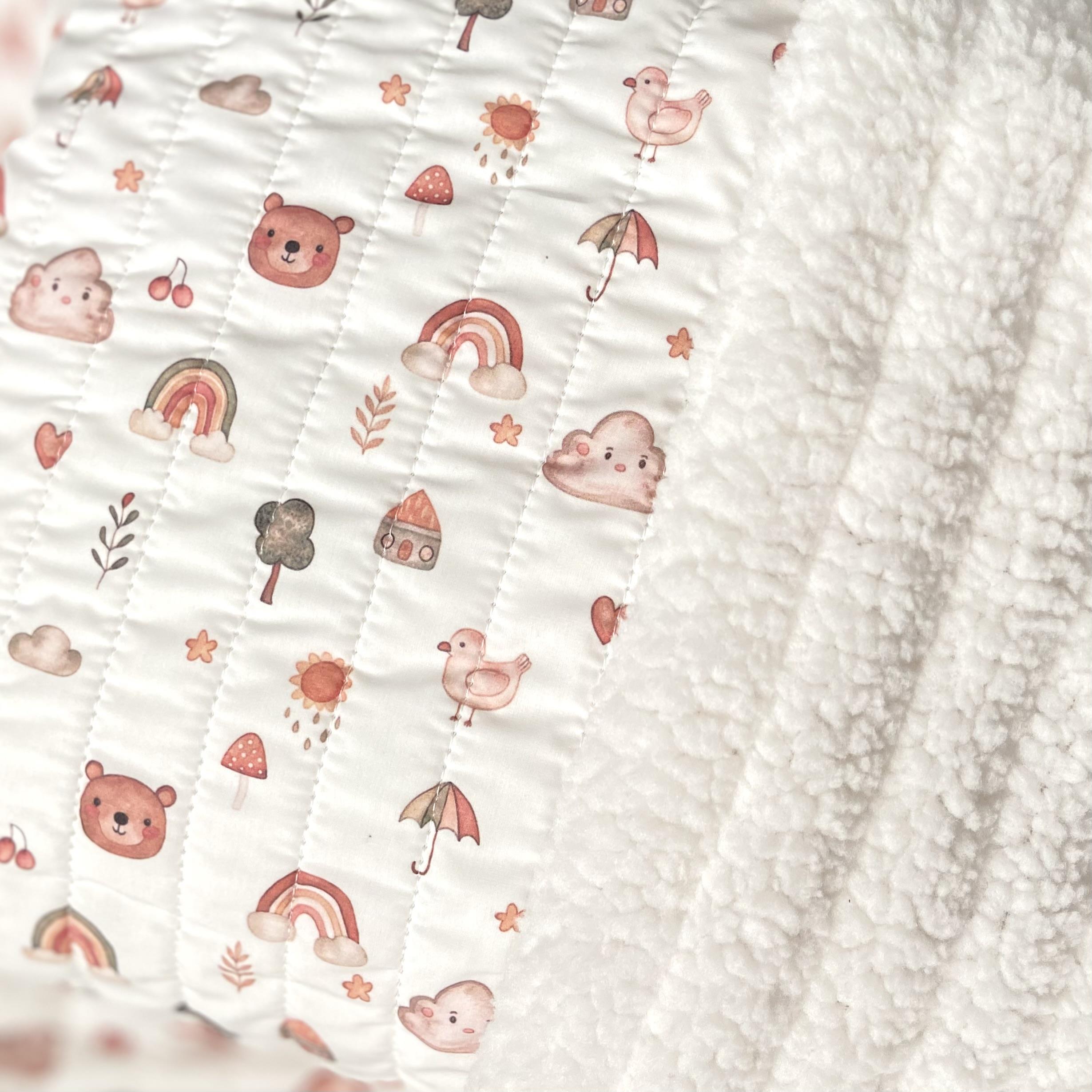 Sweeties Organik Baskı Peluş Astarlı Kapitone Kumaş