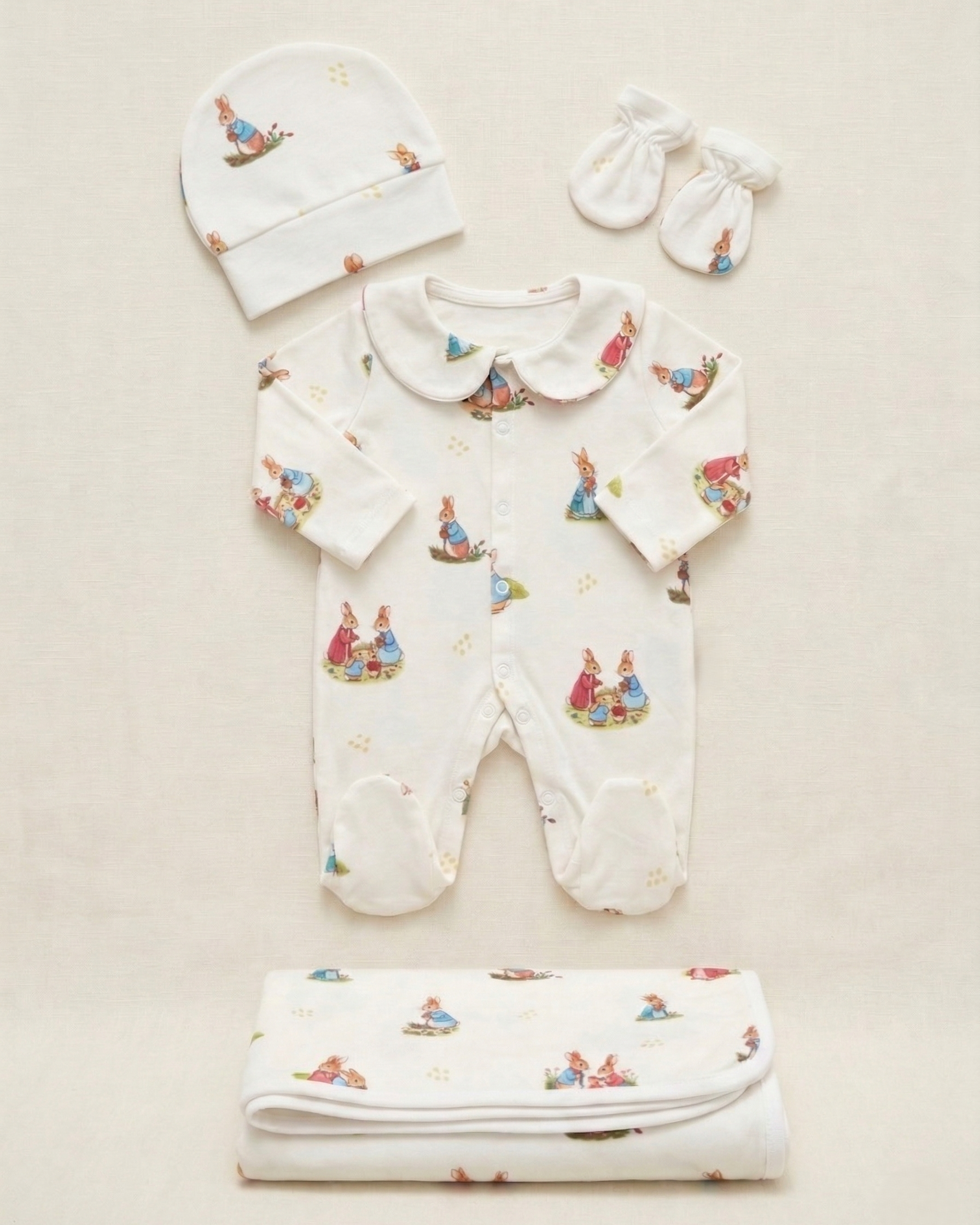 Rabbit Family 4 Piece Hospital Set 100% Cotton