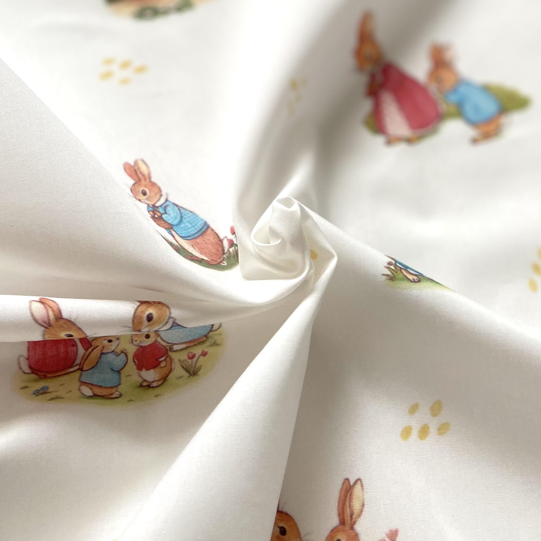 Rabbit Family Poplin Fabric