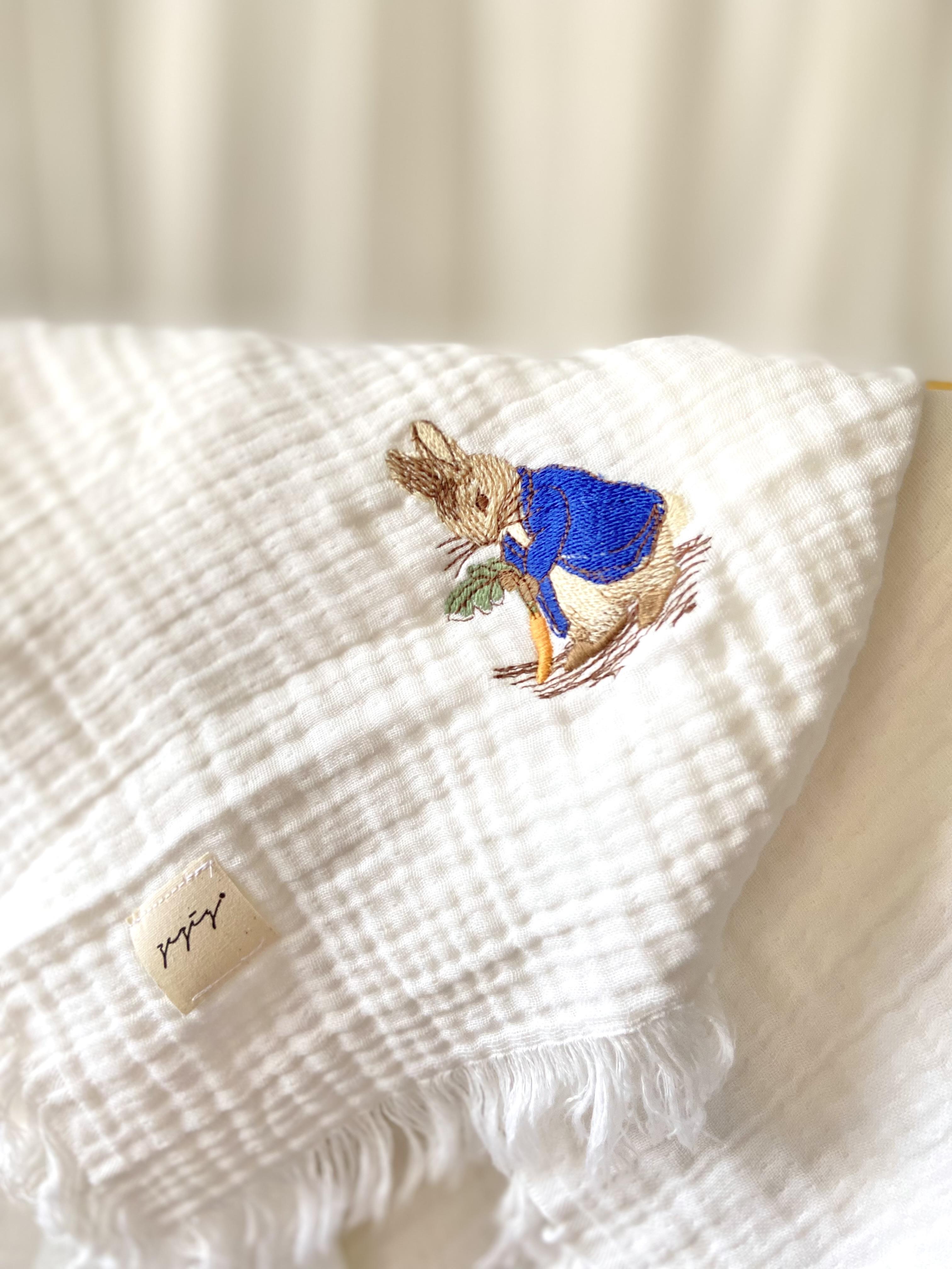 Rabbit Embroidered 4-Ply Multi-Purpose Muslin Blanket 90 x 1.20