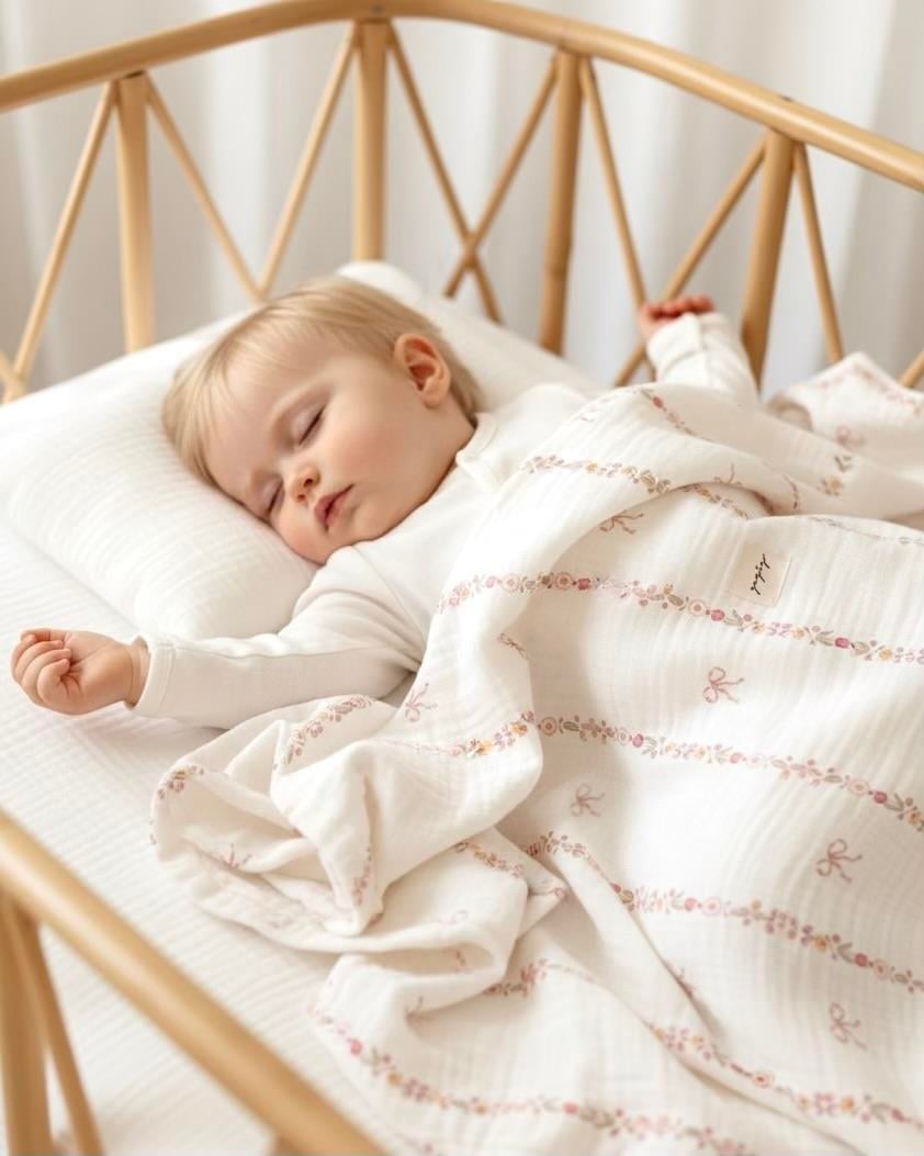 Zezig Bow Line Muslin Blanket
