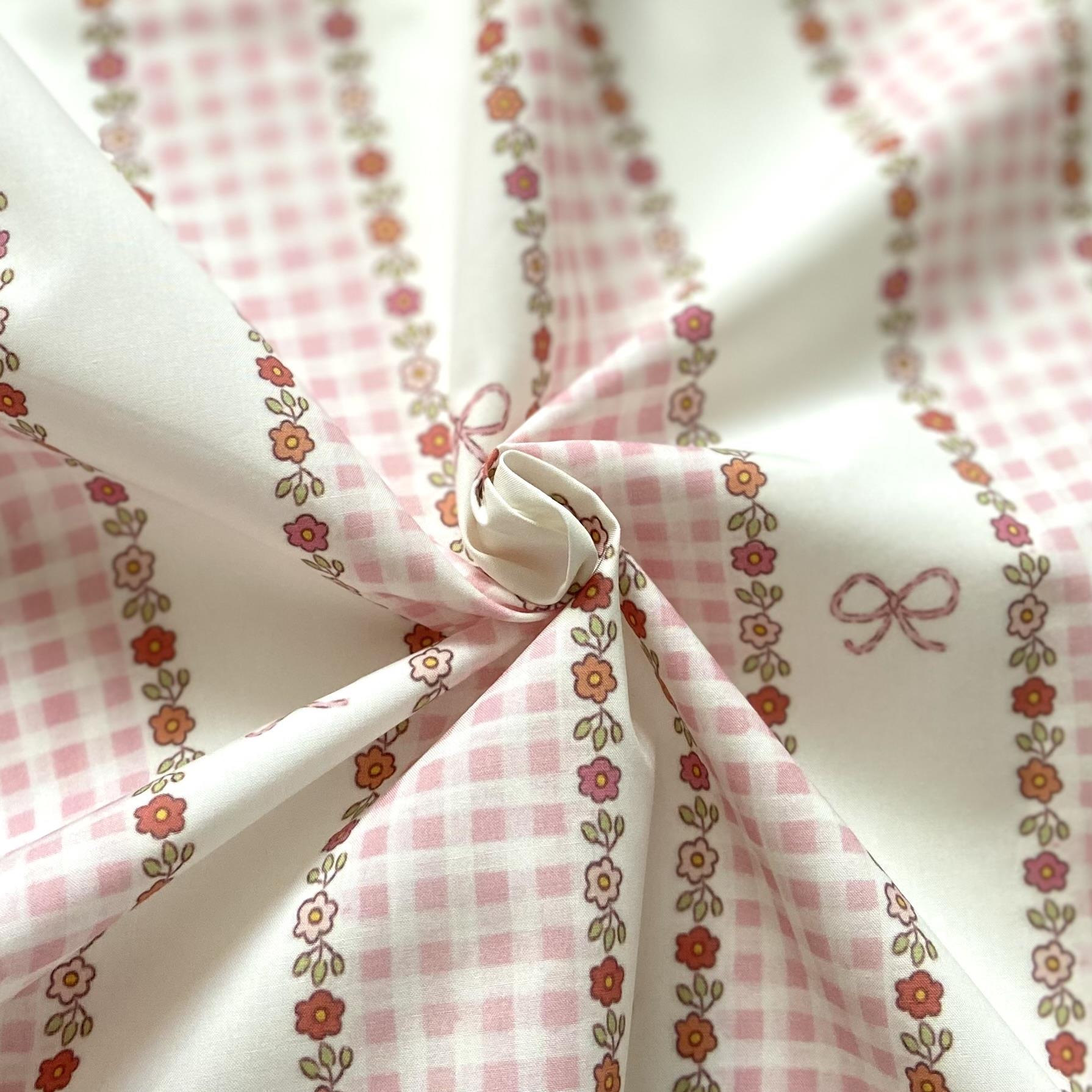 Zezig Bow Line Squared Poplin Kumaş