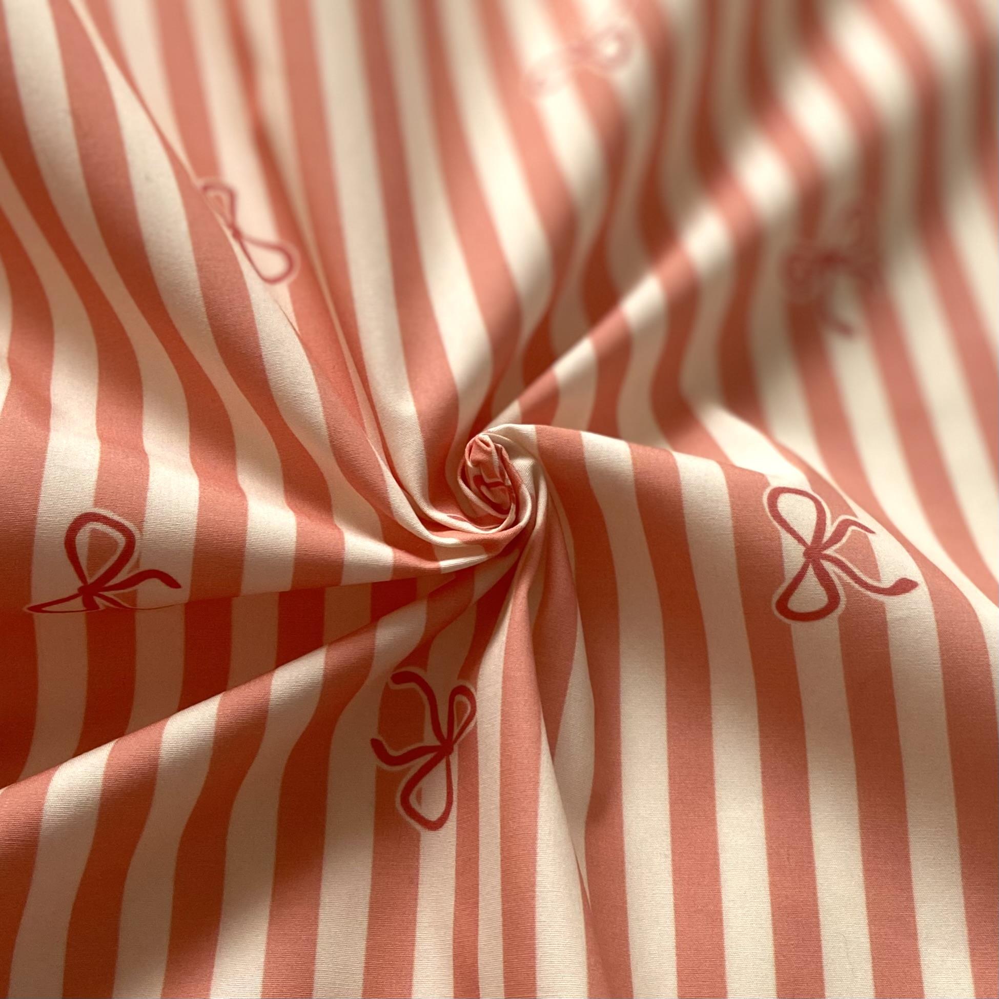Bows and Stripes Poplin Fabric
