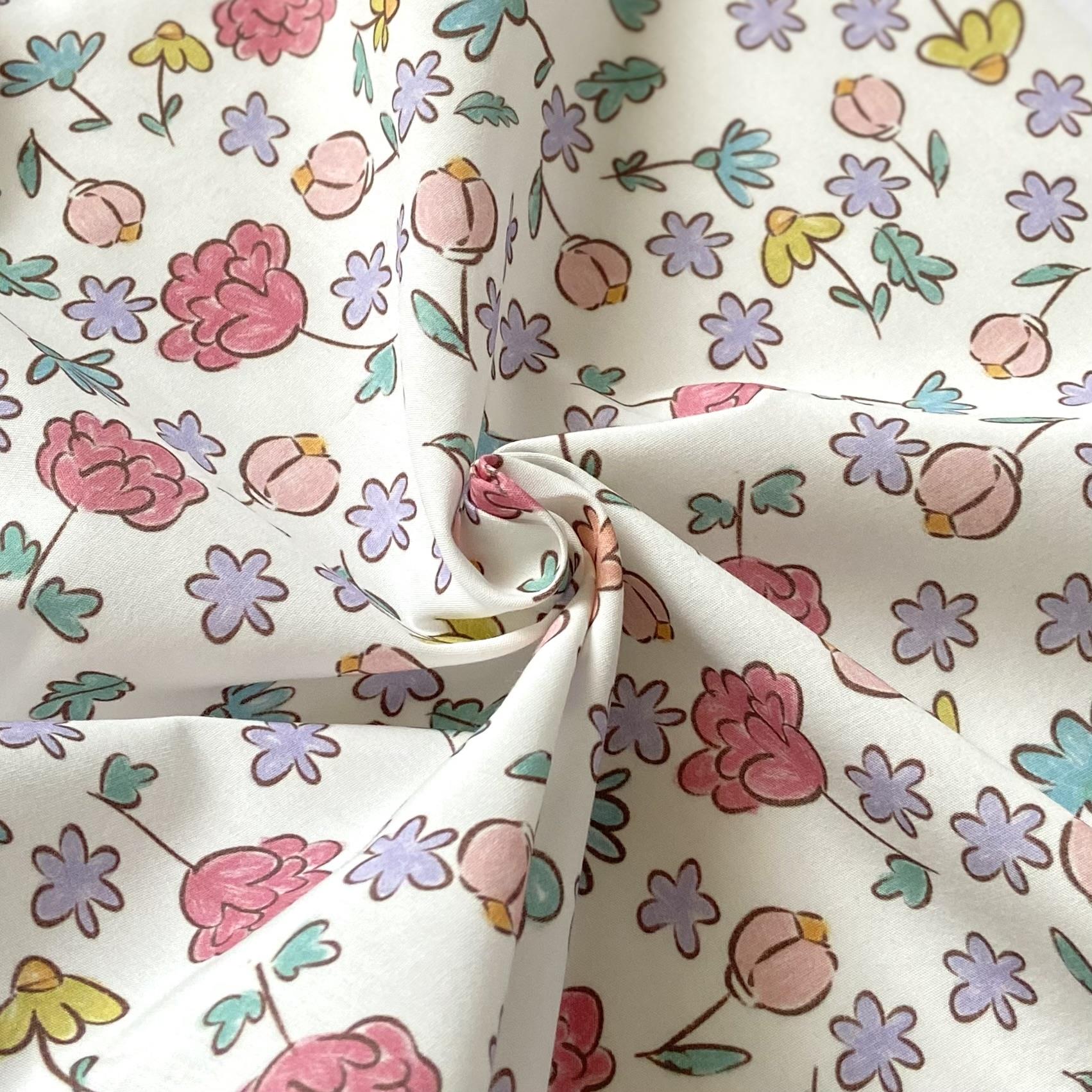 Zezig Cute Flowers Poplin Fabric
