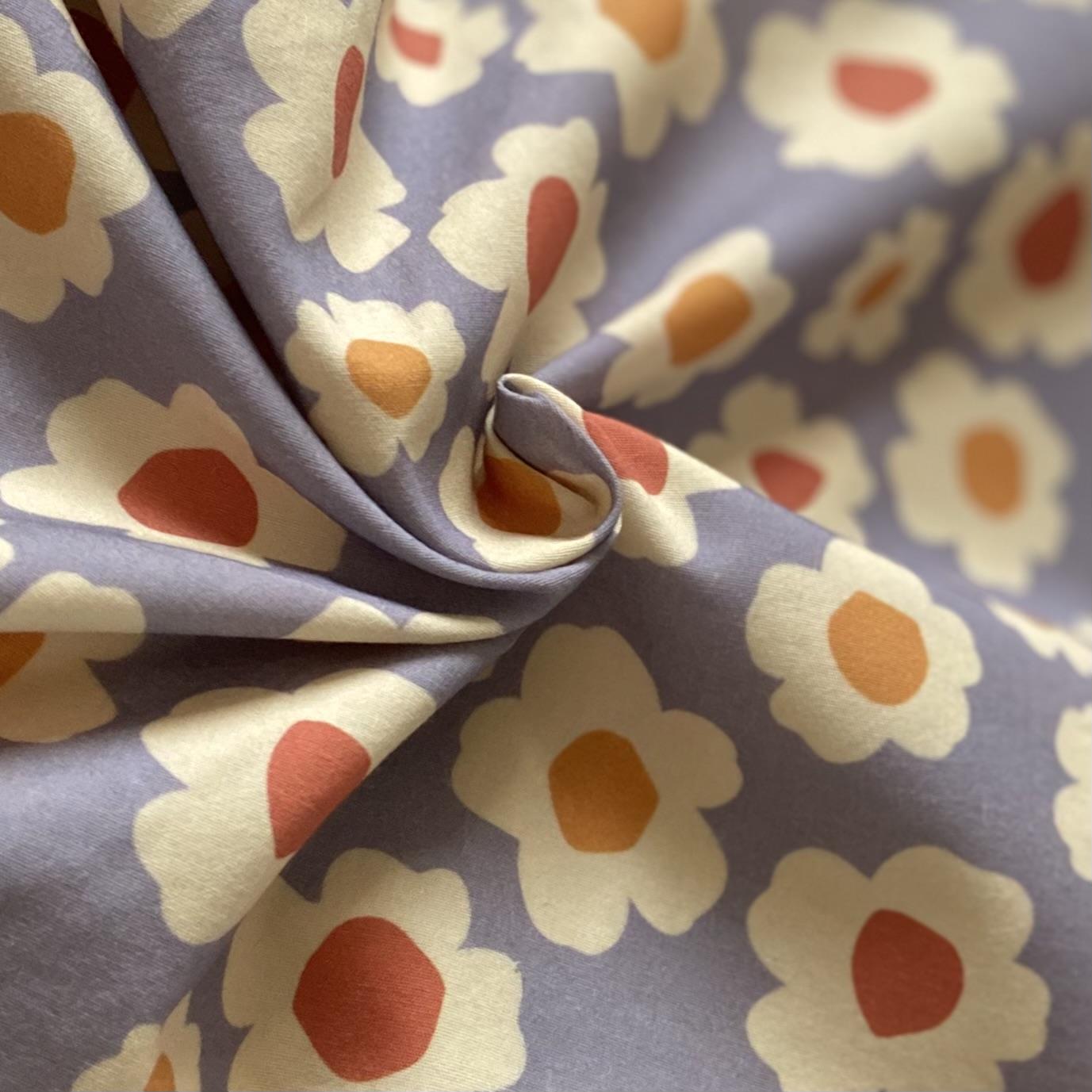 Zezig Daisy - Blue Poplin Fabric