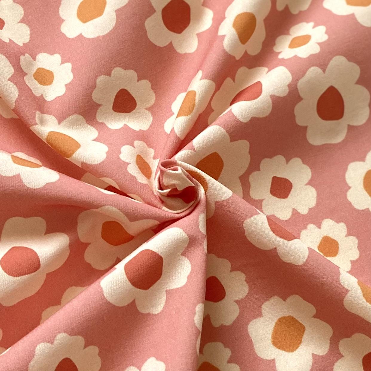 Zezig Daisy - Pink Poplin Fabric