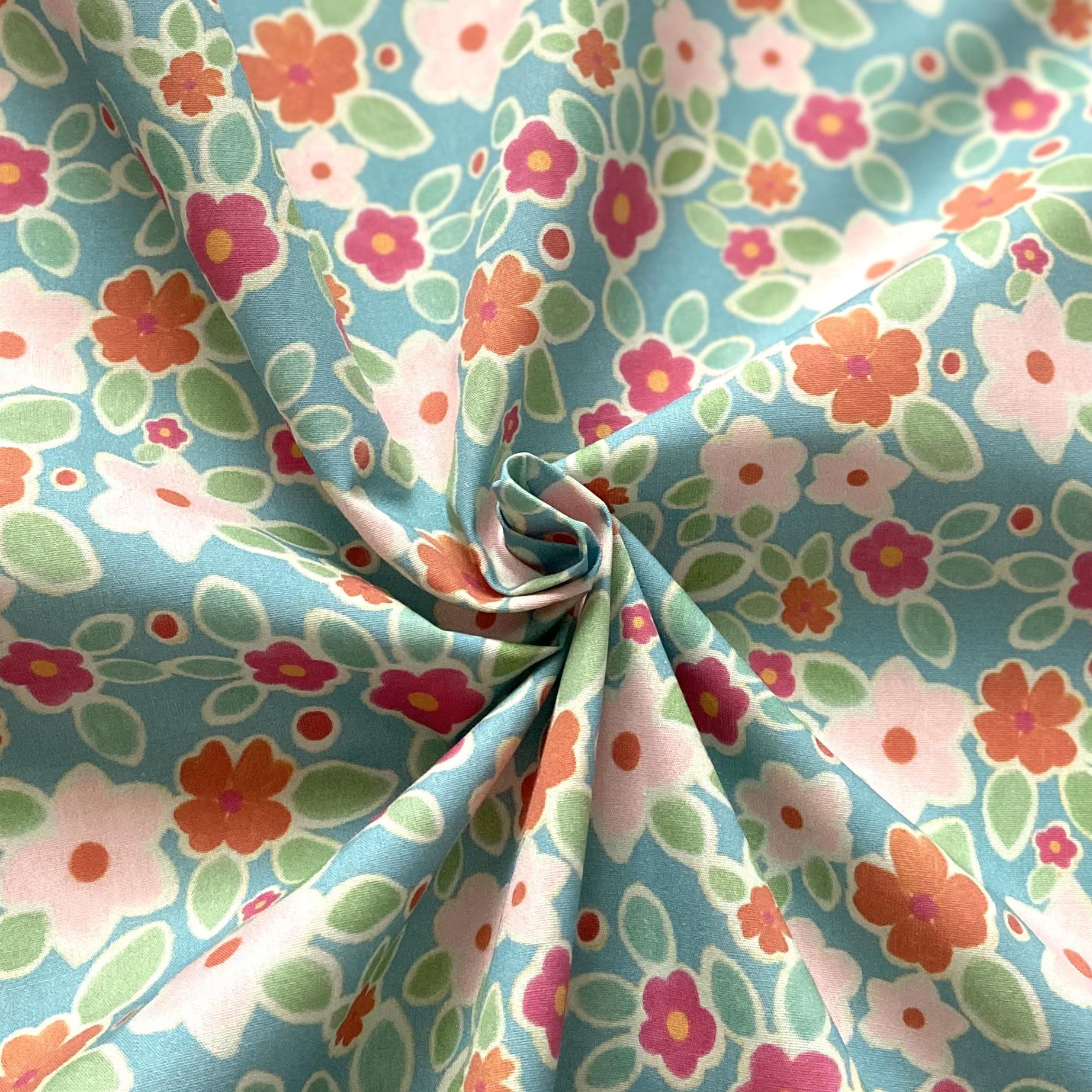 Zezig Oil Pastel - Blue Poplin Fabric