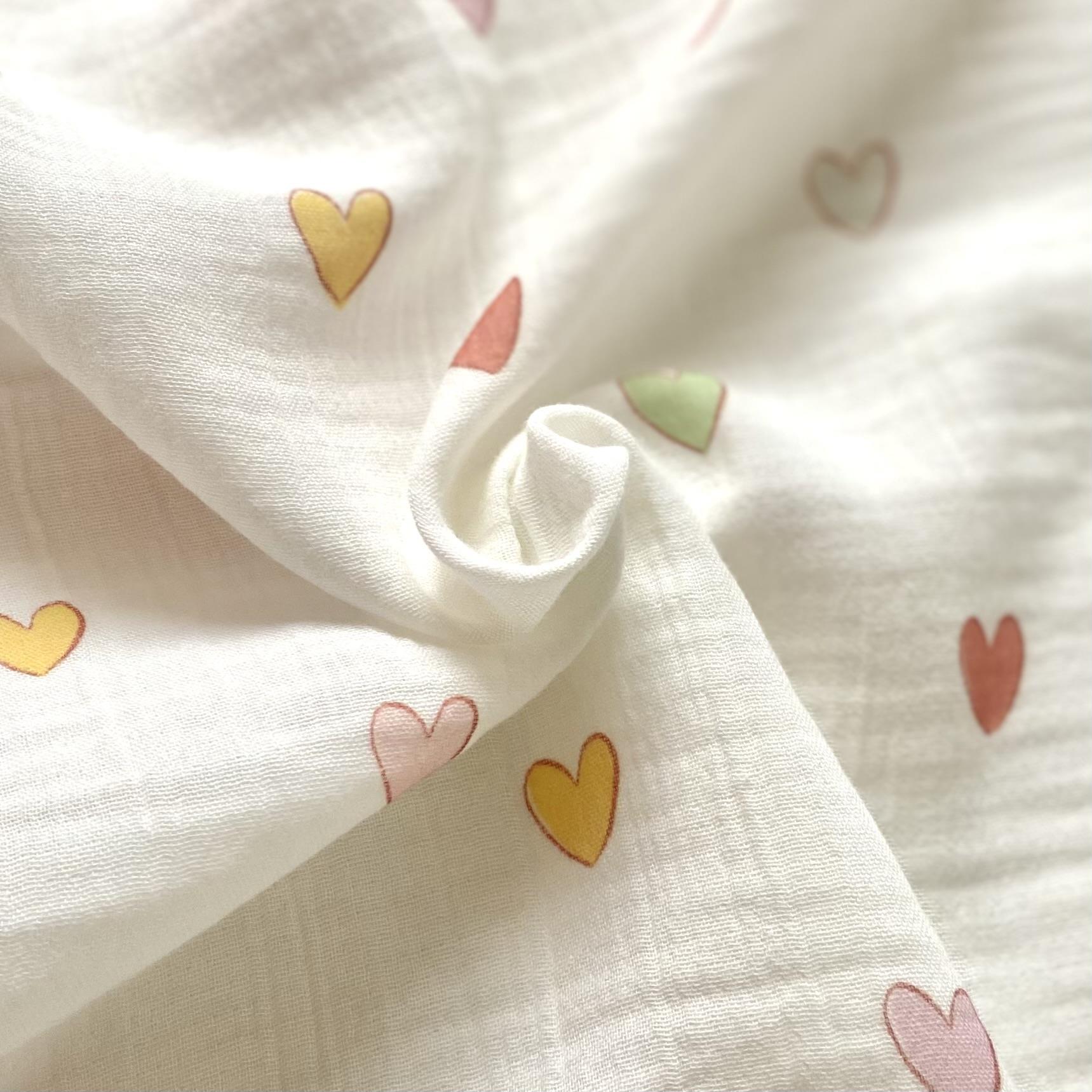 Zezig Pastel Hearts Müslin Kumaş