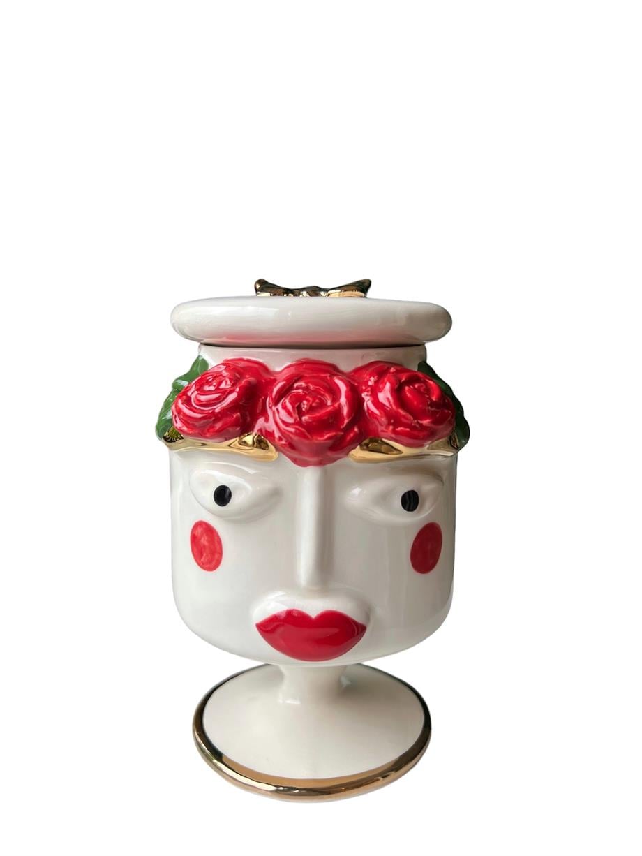 La Vie En Rose Ayaklı Kavanoz Kırmızı Makyaj
