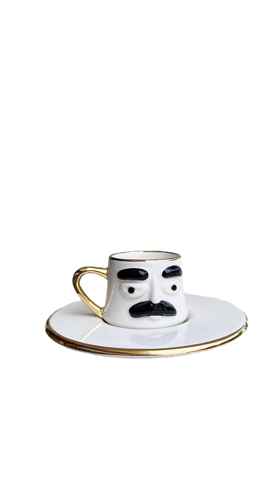 Ata Black Pure White Turk Kahvesi Fincanı