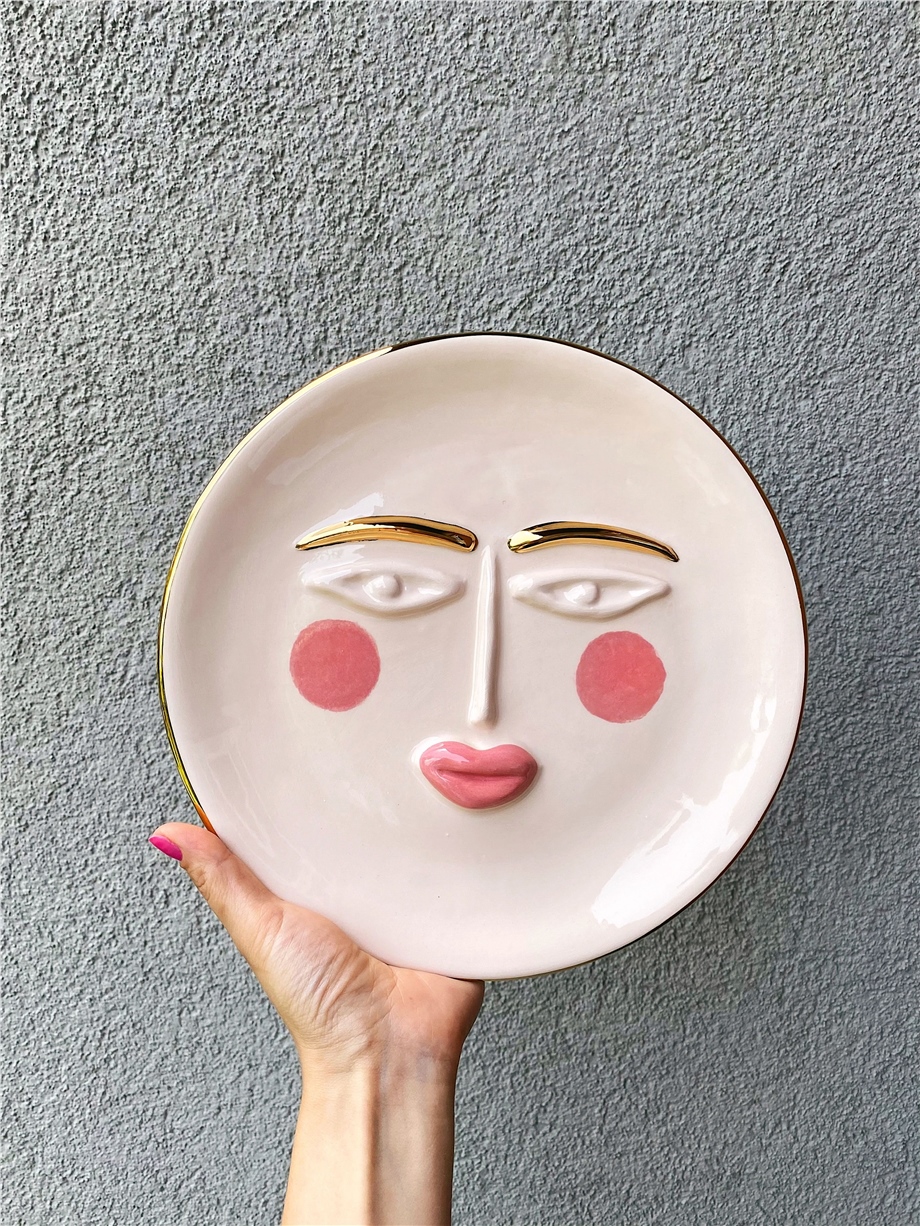 Moon Servis Tabağı Pembe Makyaj