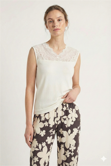 Dahlia Kapalı V Yaka Atlet Off White