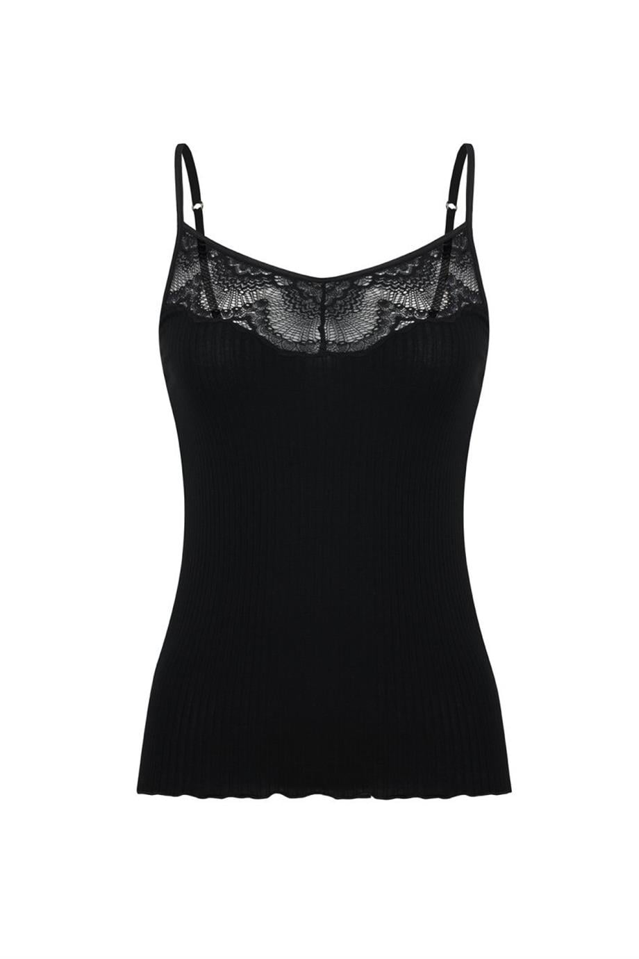 Dahlia Saten Askılı Atlet Black