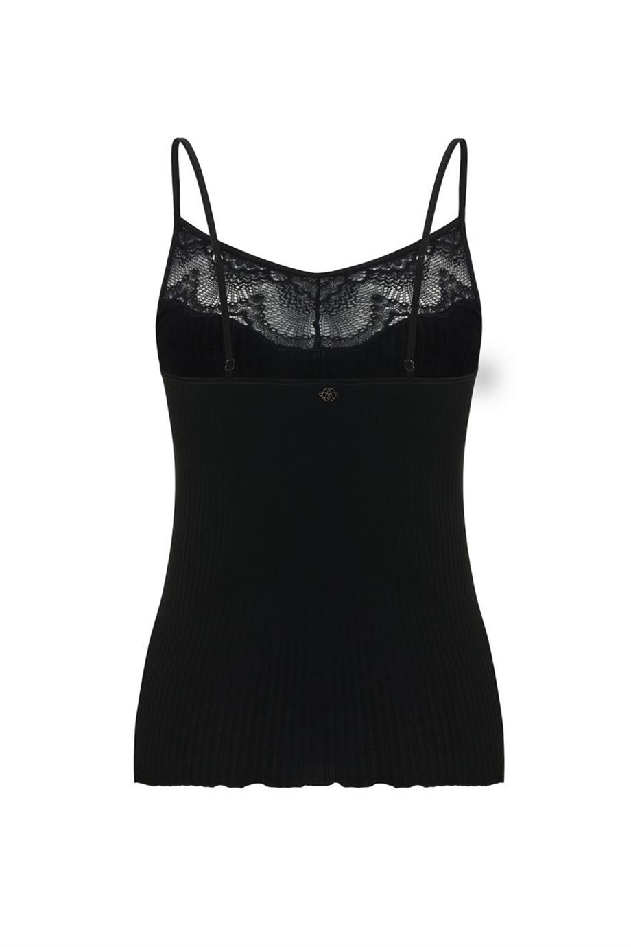 Dahlia Saten Askılı Atlet Black