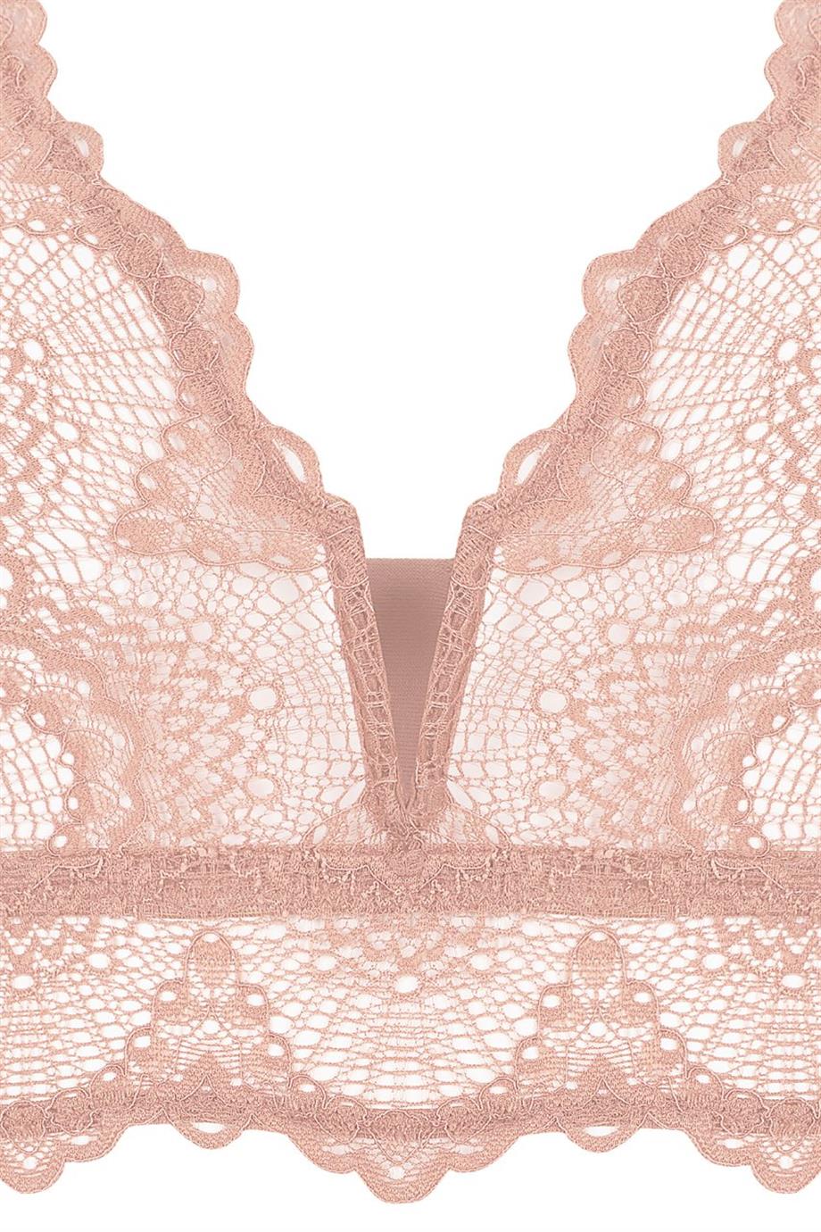 Flame V Detail Bralette Nude Pink
