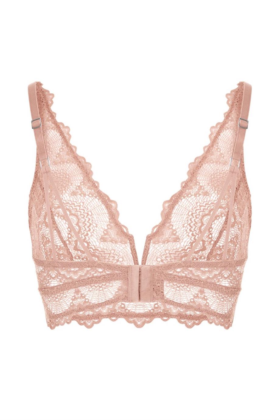 Flame V Detail Bralette Nude Pink