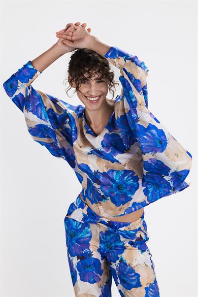 Hawaii Long Sleeve Silk Top