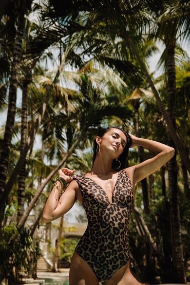 Leopard Jasper Deep V Swimsuit